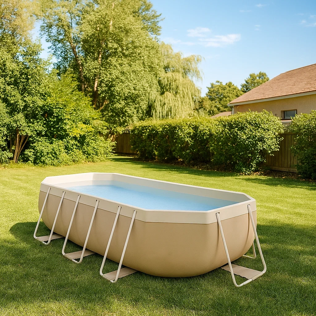 Piscine tubulaire rectangulaire, capacité 7000 litres, PVC renforcé et acier, couleur beige/blanc, autoportante, dimensions 300 x 200 x 75 cm - 2IHdlrVj0j87