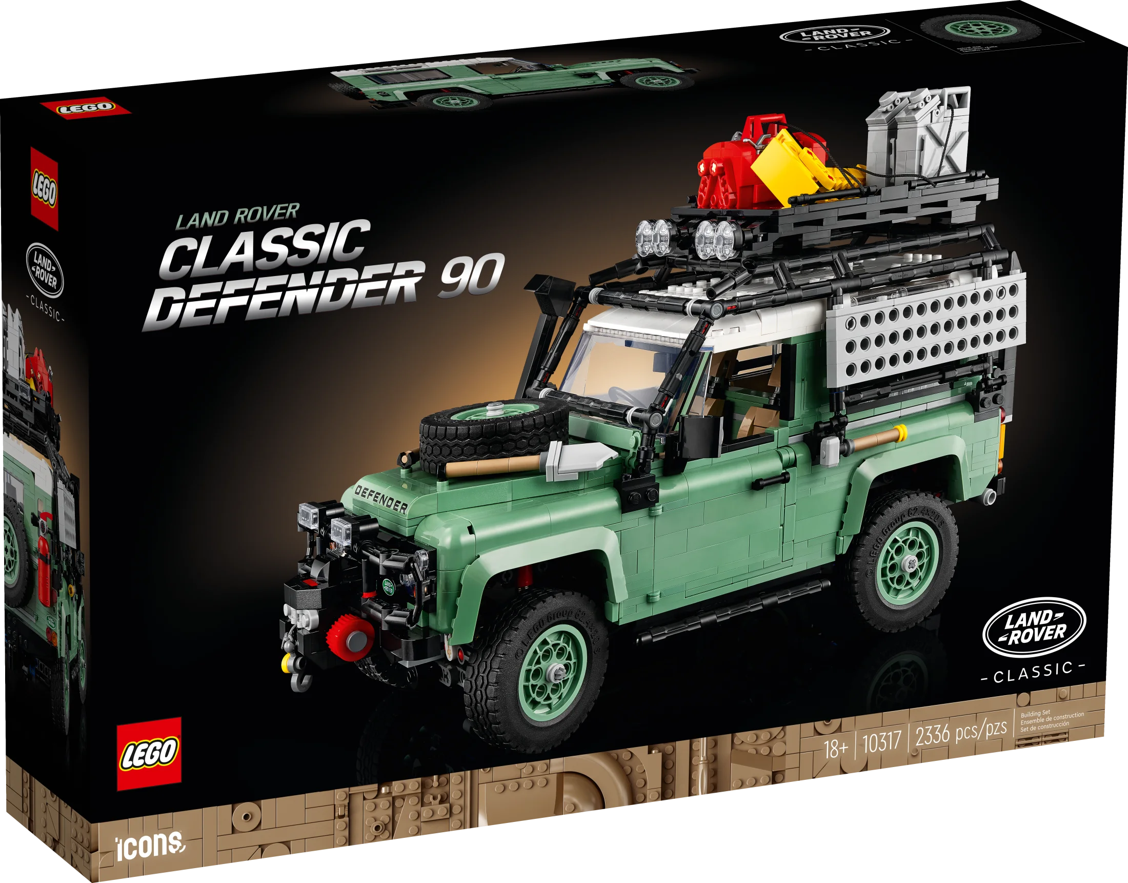 LEGO Icons Land Rover Classic Defender 90 10317 – Ensemble de construction de voiture pour adultes et passionnés de voitures classiques, un projet immersif inspiré d'une icône du tout-terrain, un cadeau de fin d'études idéal pour lui ou elle.