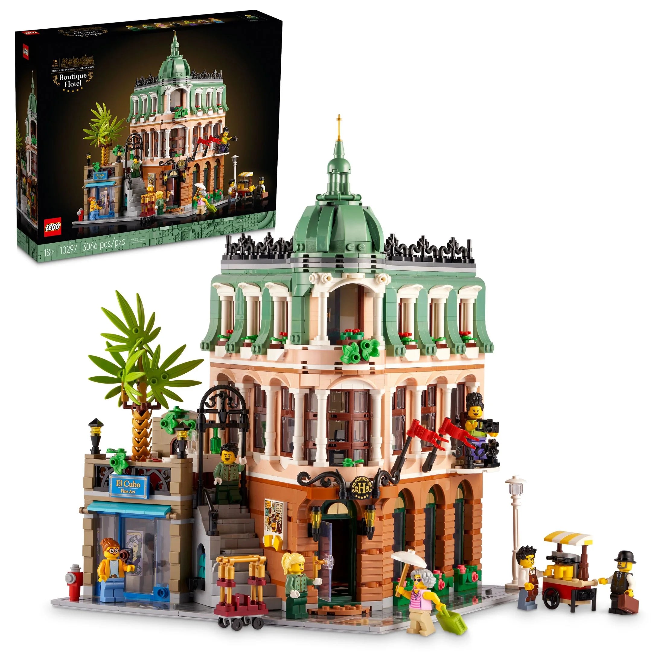 LEGO Icons Boutique Hotel 10297 – Ensemble de construction modulaire pour adultes, avec 5 pièces détaillées, dont des chambres d'hôtes et une galerie