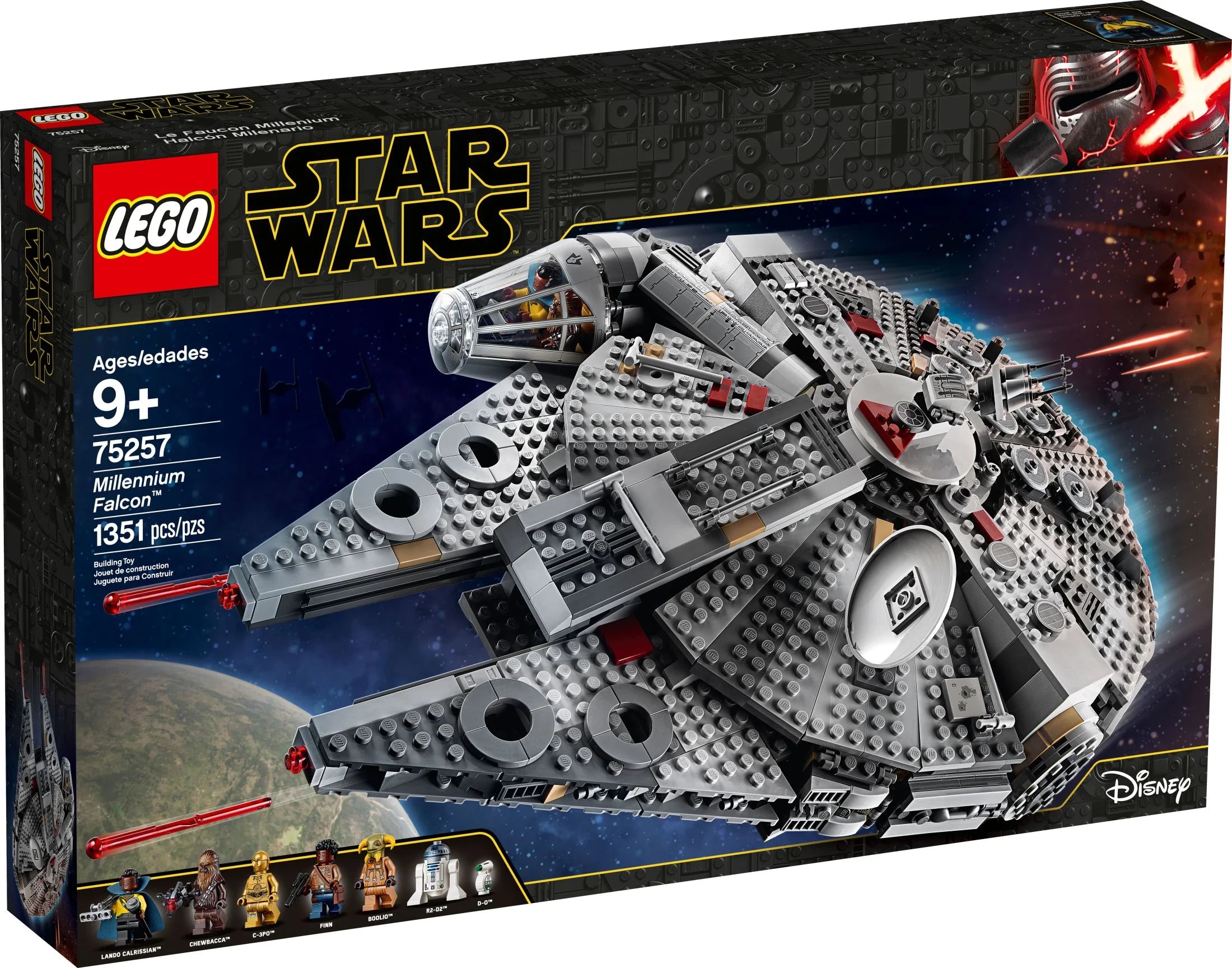 LEGO Star Wars Faucon Millenium 75257 - Ensemble de construction – Maquette de vaisseau spatial avec figurines de Finn, Chewbacca, Lando Calrissian, Boolio, C-3PO, R2-D2 et D-O, Collection du film L'Ascension de Skywalker