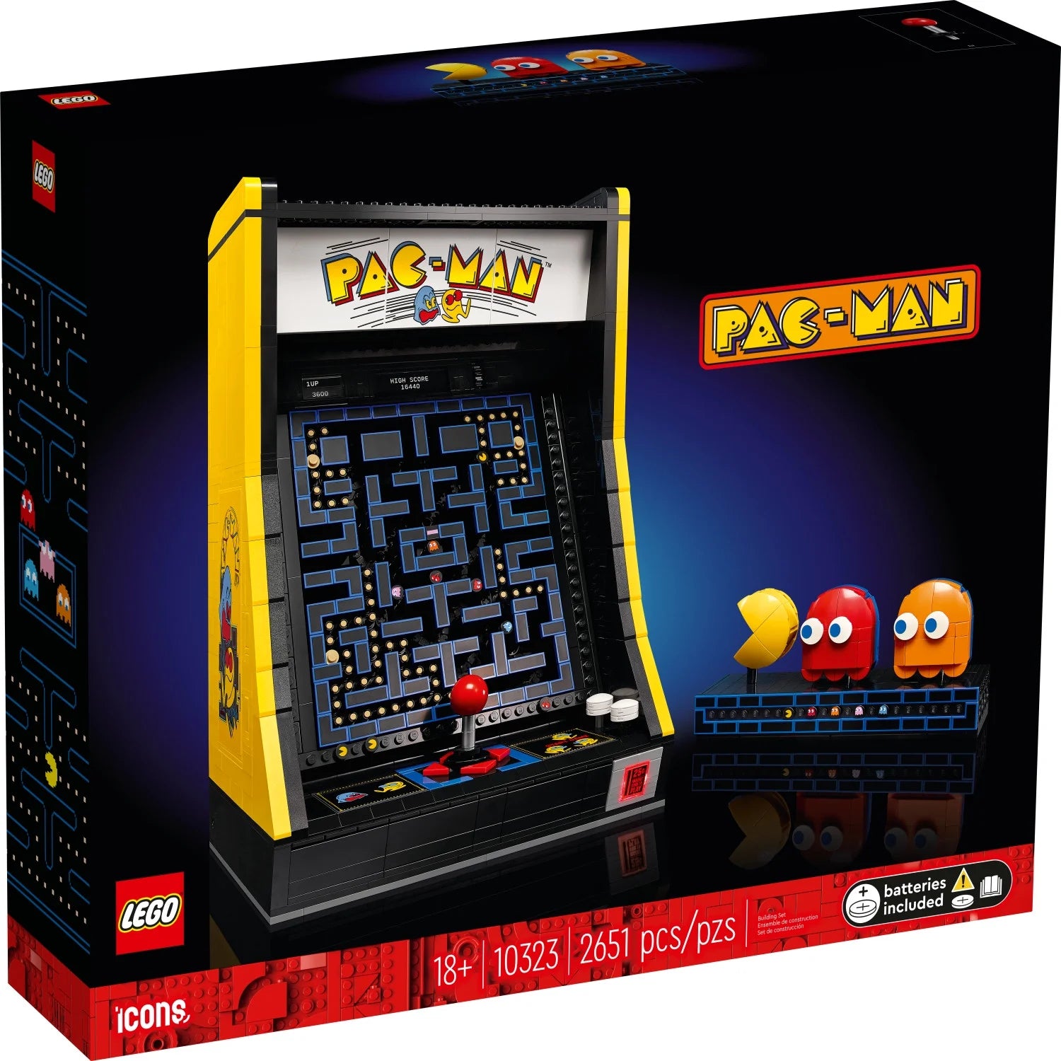 LEGO Icons Arcade PAC-MAN 10323 – Jeu de construction pour adultes, réplique d'un jeu vidéo classique, cadeau nostalgique pour les fans de jeux rétro et décoration vintage, comprend les figurines de PAC-MAN, BLINKY et CLYDE