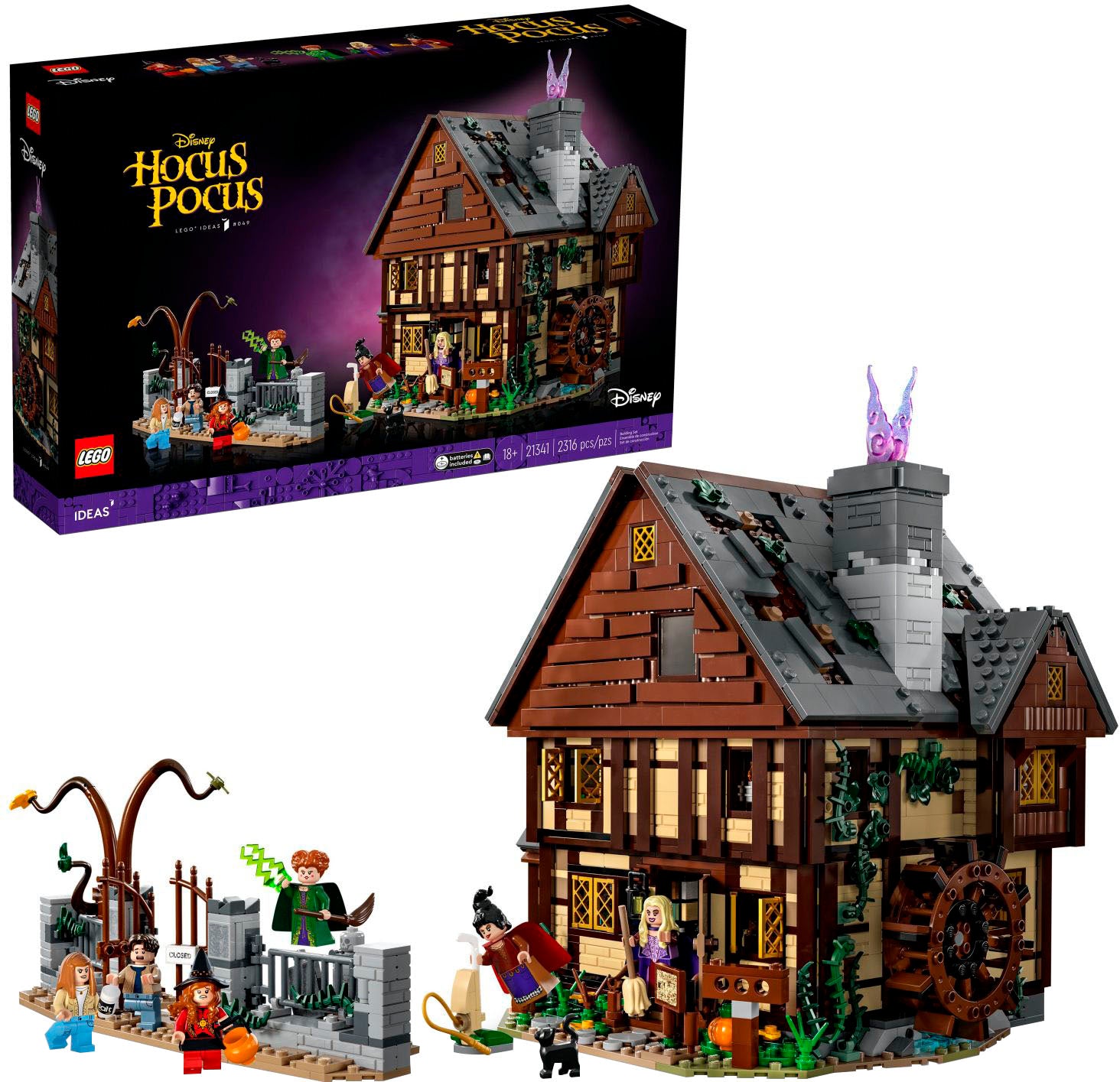 LEGO – Ideas Disney Hocus Pocus : Le cottage des sœurs Sanderson, ensemble de construction, cadeau d’Halloween pour adultes 21341