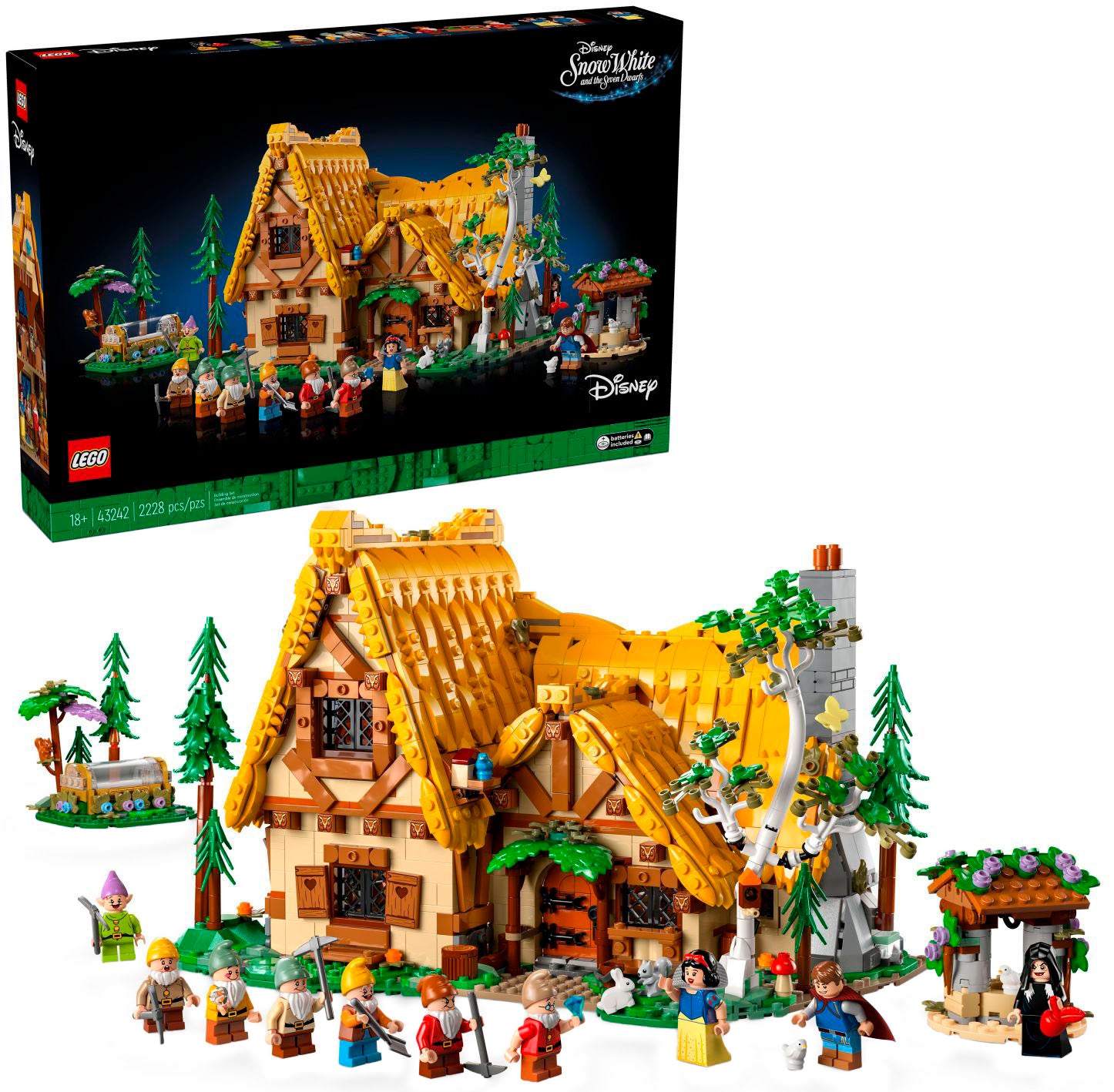 LEGO – Maison de Blanche-Neige et les Sept Nains de Disney, set de construction et d'exposition 43242