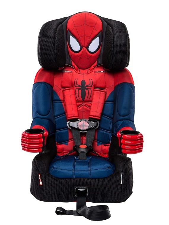 2025 KidsEmbrace Marvel Spider-Man 2-i-1 autostol med lås og justerbar sele. Vil du have, at jeg laver en lidt kortere eller mere detaljeret version?
