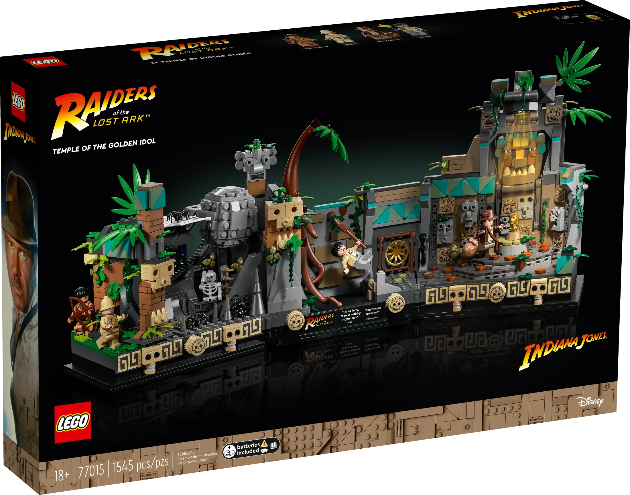 LEGO Indiana Jones Le Temple de l'Idole Dorée 77015 – Projet de construction pour adultes, scène emblématique du film Les Aventuriers de l'Arche perdue, comprend 4 figurines : Indiana Jones, Satipo, Belloq et un guerrier Hovitos