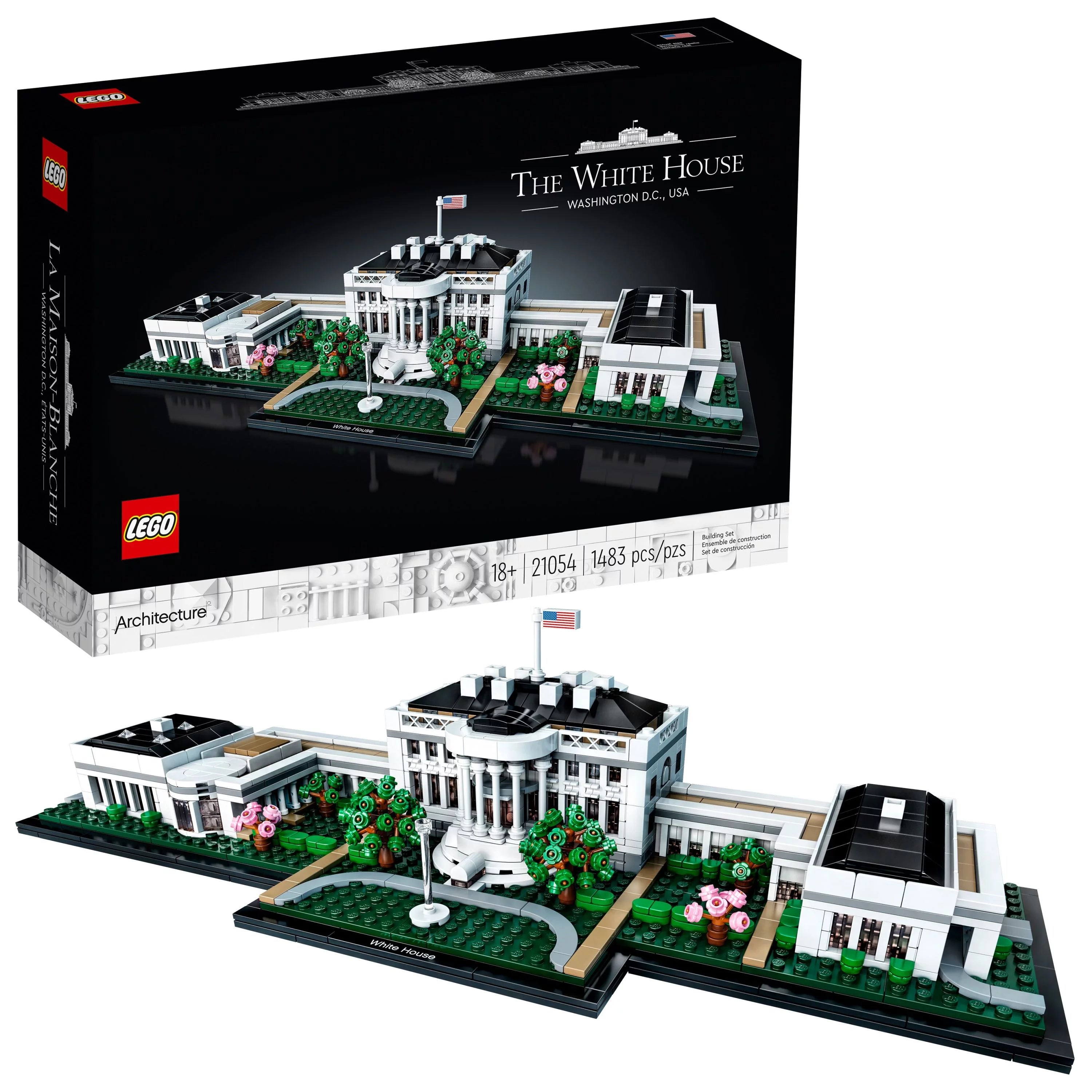 LEGO Architecture La Maison Blanche, set de construction 21054, maquette d'exposition, collection Monuments pour adultes, idée cadeau décorative pour la maison