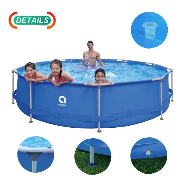 Piscine tubulaire Avenli, capacité 6125L, dimensions 360cm et 76cm, avec système de filtration.