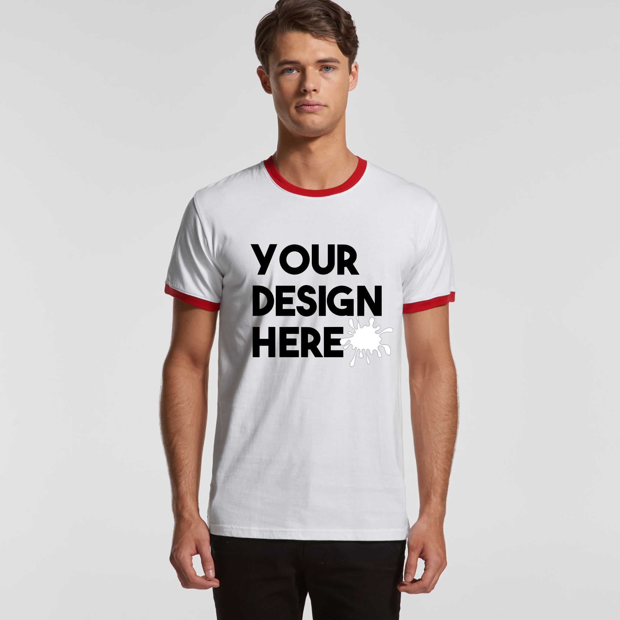 MENS CUSTOM RINGER T SHIRT