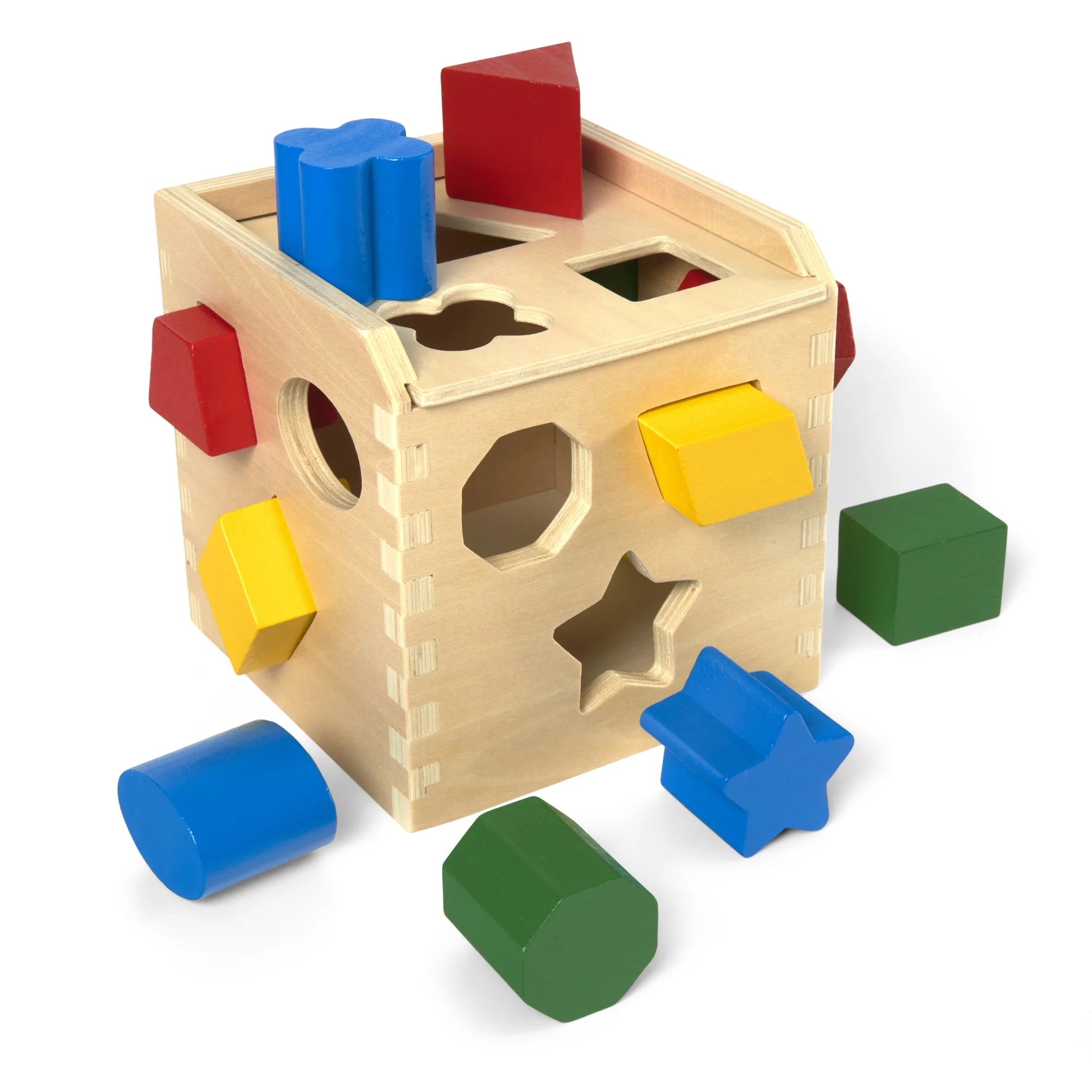 Melissa & Doug Formensortierwürfel – Klassisches Holzspielzeug mit 12 Formen