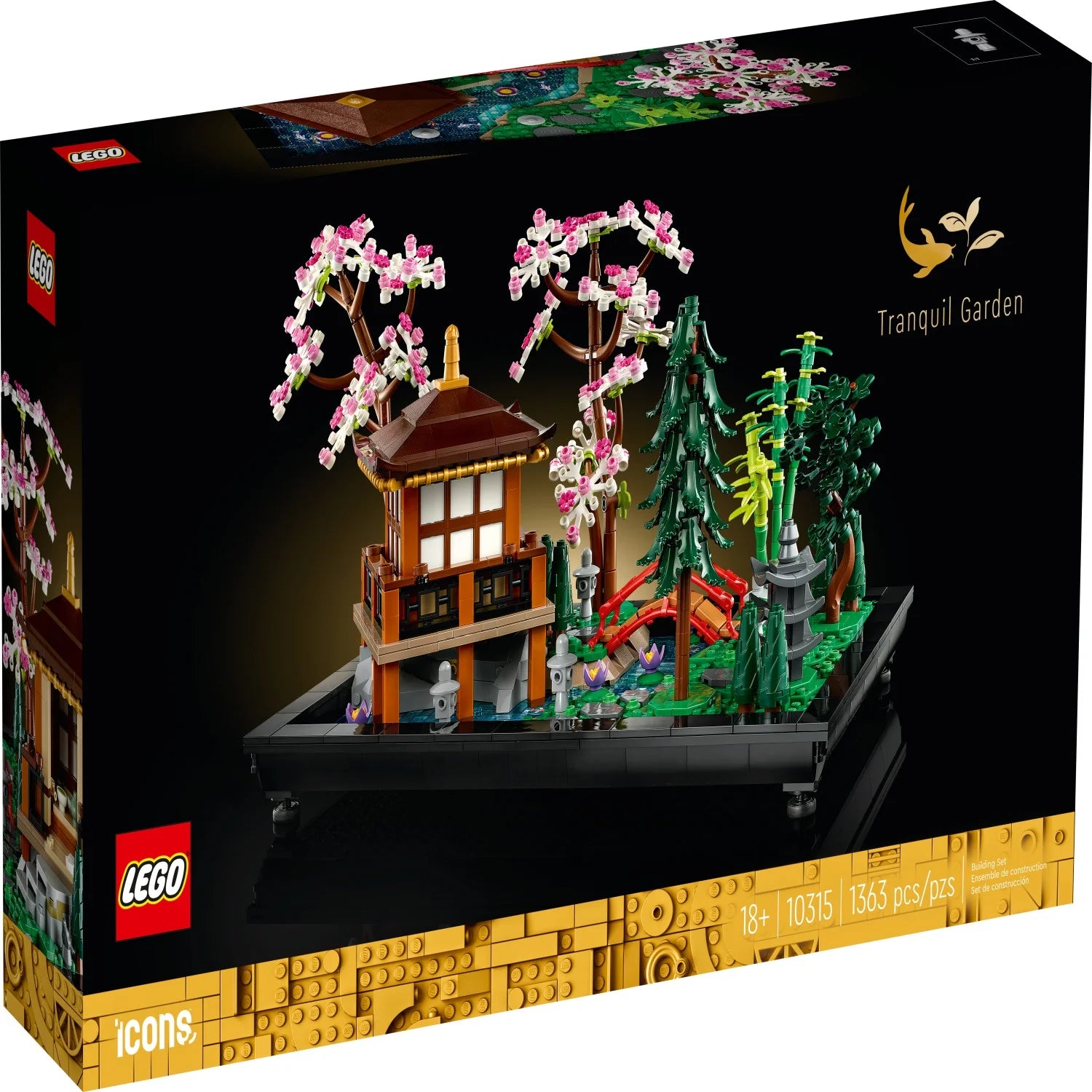 LEGO Icons Jardin Tranquille 10315 – Ensemble de construction créatif, idée cadeau pour les adultes qui aiment les jardins zen japonais et la méditation. Construisez et exposez cet ensemble de décoration pour la maison ou le bureau.