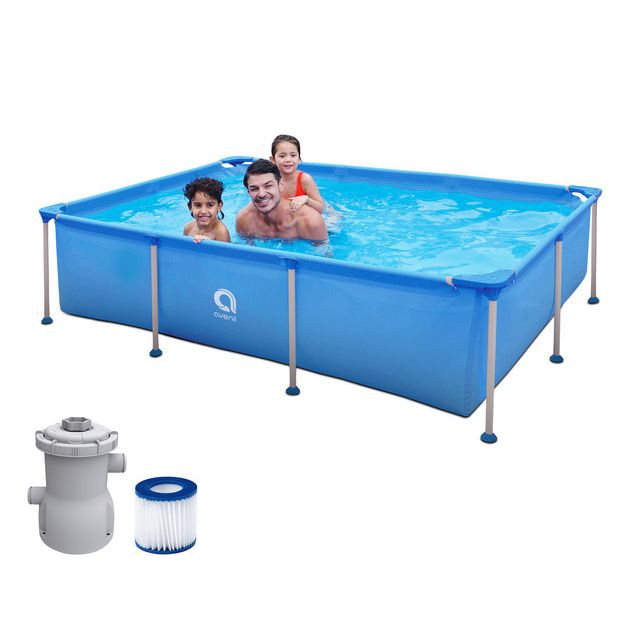 Piscine à cadre Avenli Steelsuper. Capacité 2612 L. Dimensions 258 cm x 179 cm x 66 cm. Avec purificateur d'eau.