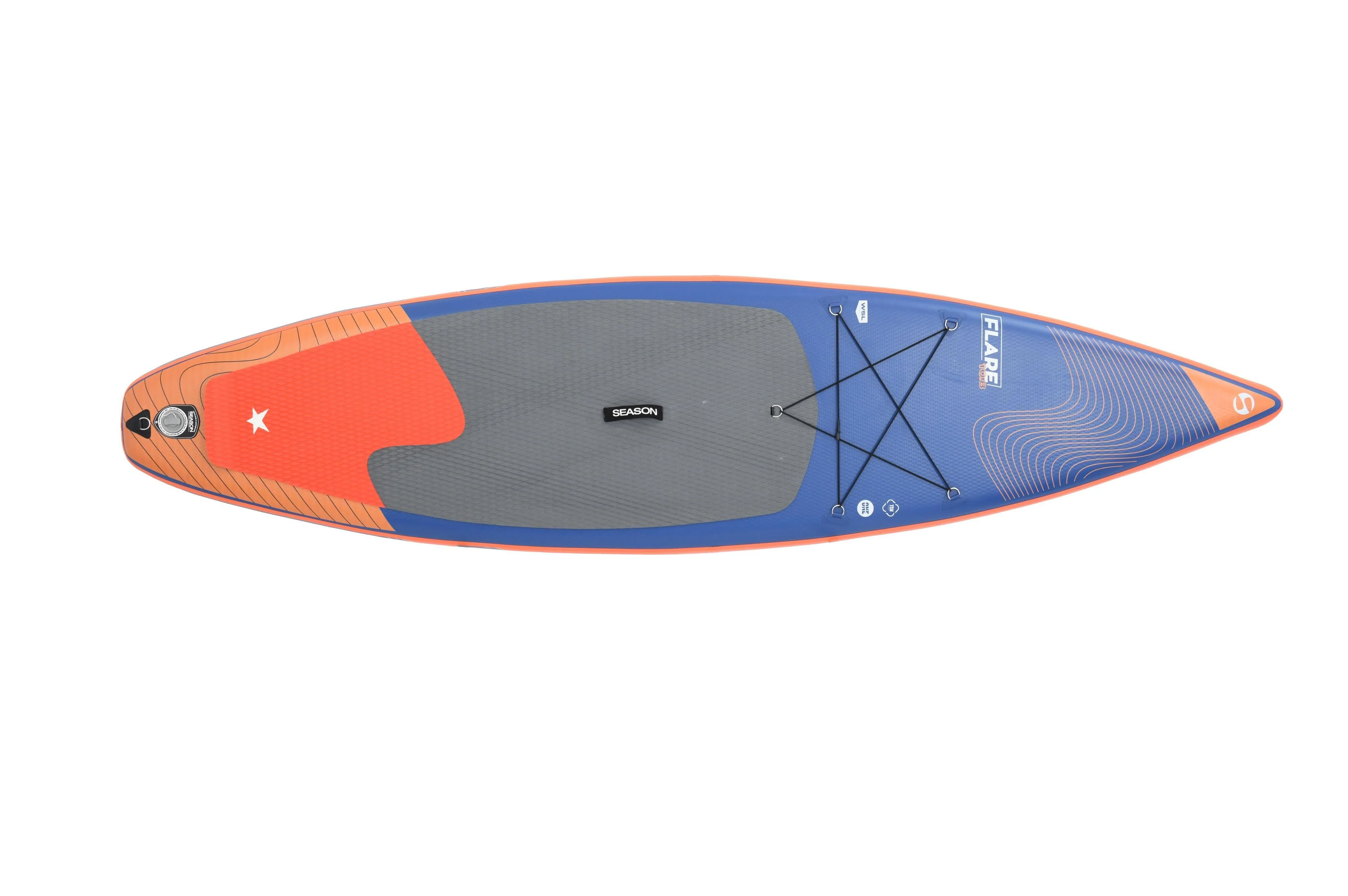 Planche de SUP gonflable Flare 10.8 (2025) – Légère et stable. Construction Dropstitch tissée. Accessoires inclus dans le sac à dos.