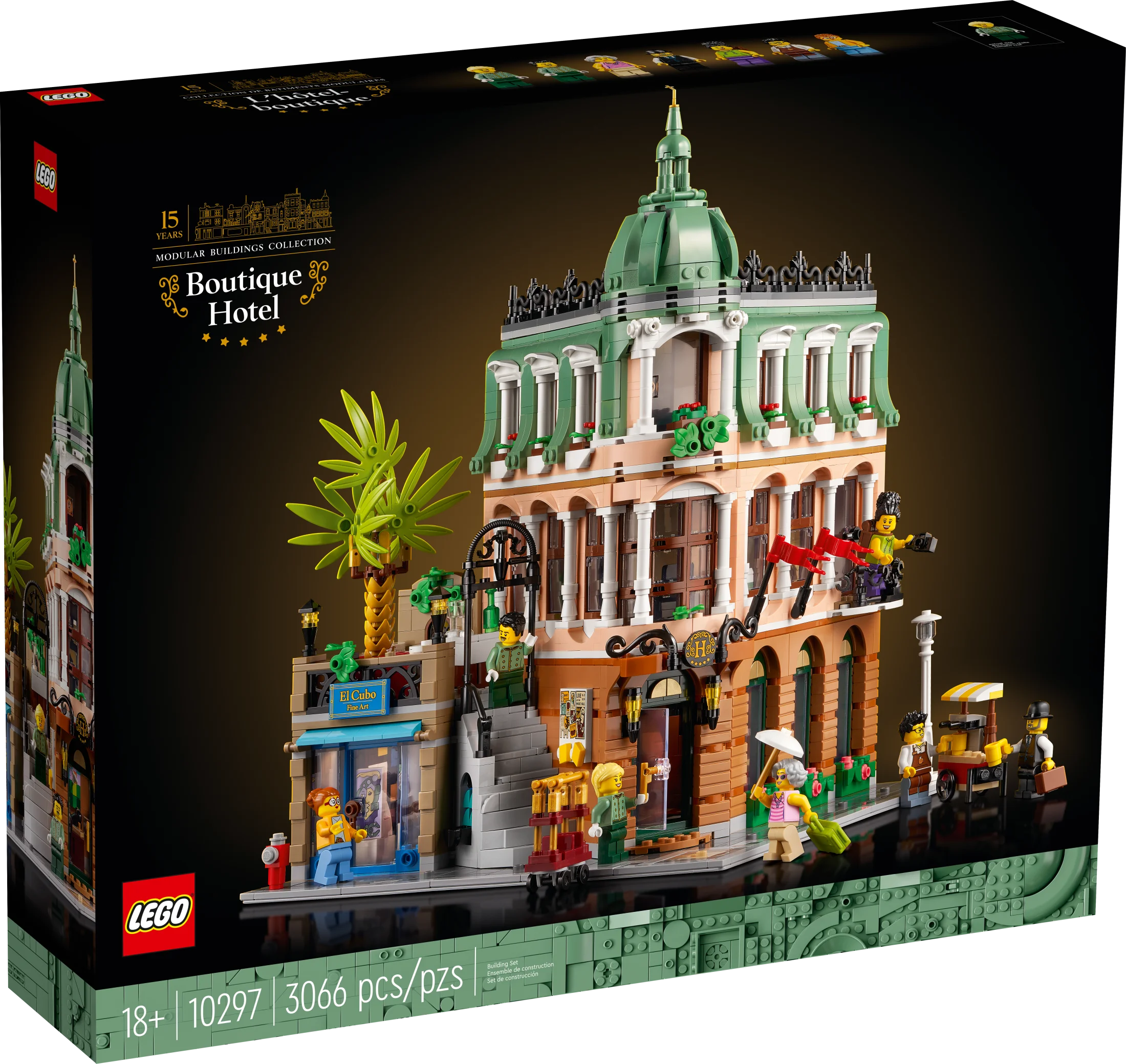 LEGO Icons Boutique Hotel 10297 – Ensemble de construction modulaire pour adultes, avec 5 pièces détaillées, dont des chambres d'hôtes et une galerie