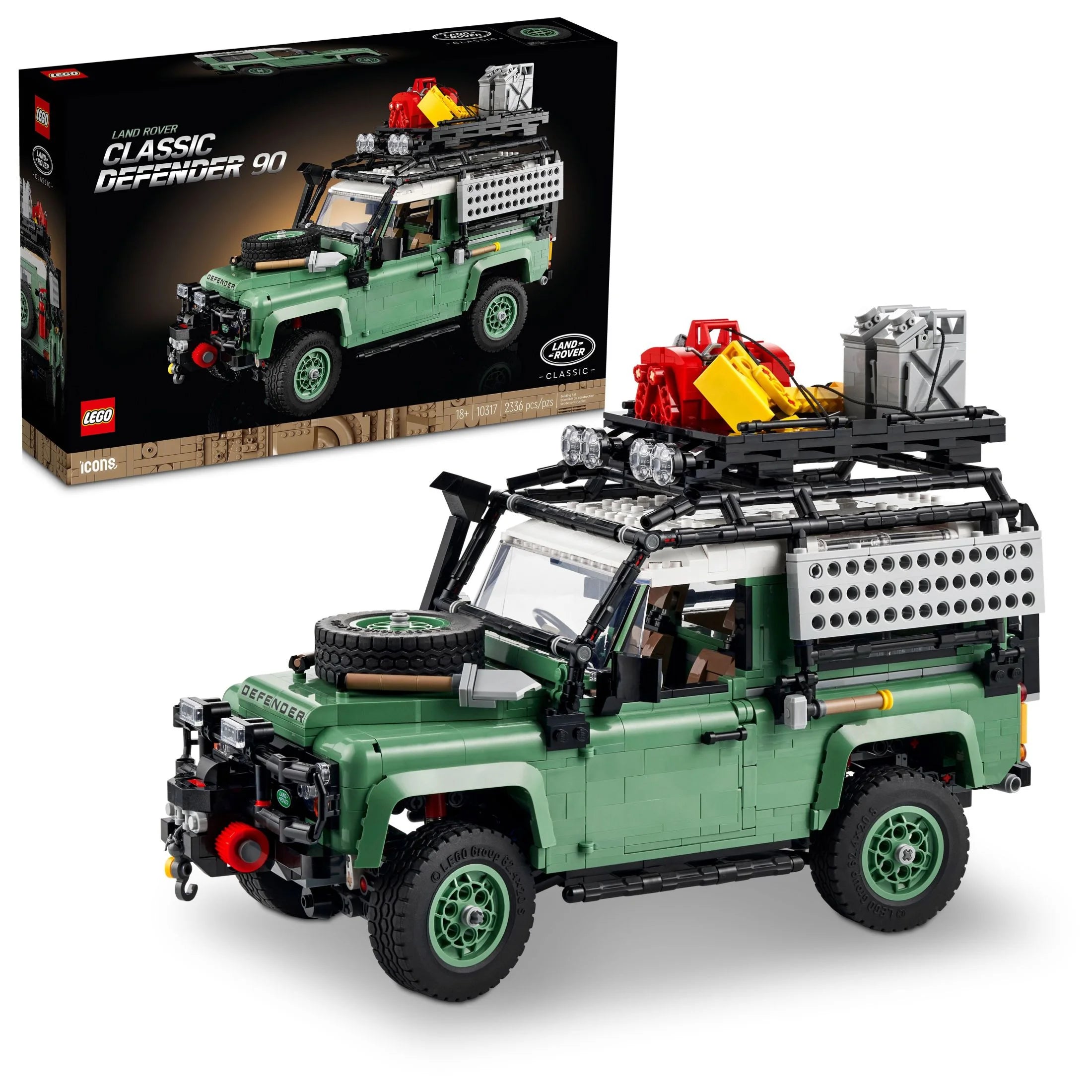 LEGO Icons Land Rover Classic Defender 90 10317 – Jeu de construction pour adultes et amateurs de voitures classiques, projet immersif basé sur une icône du tout-terrain, superbe cadeau de fin d'études pour lui ou elle