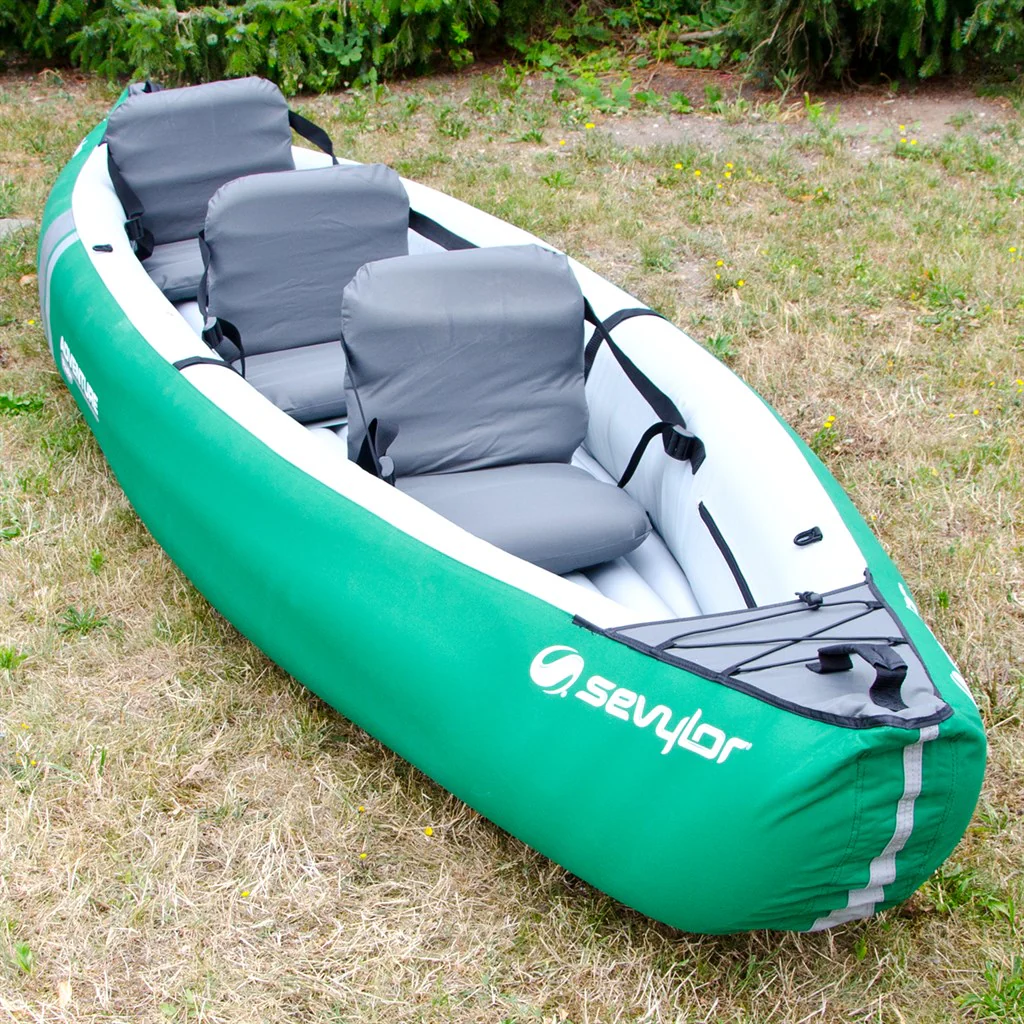 Kayak/canoë gonflable Sevylor Adventure Plus 2025, dimensions approximatives : 368 x 86 cm