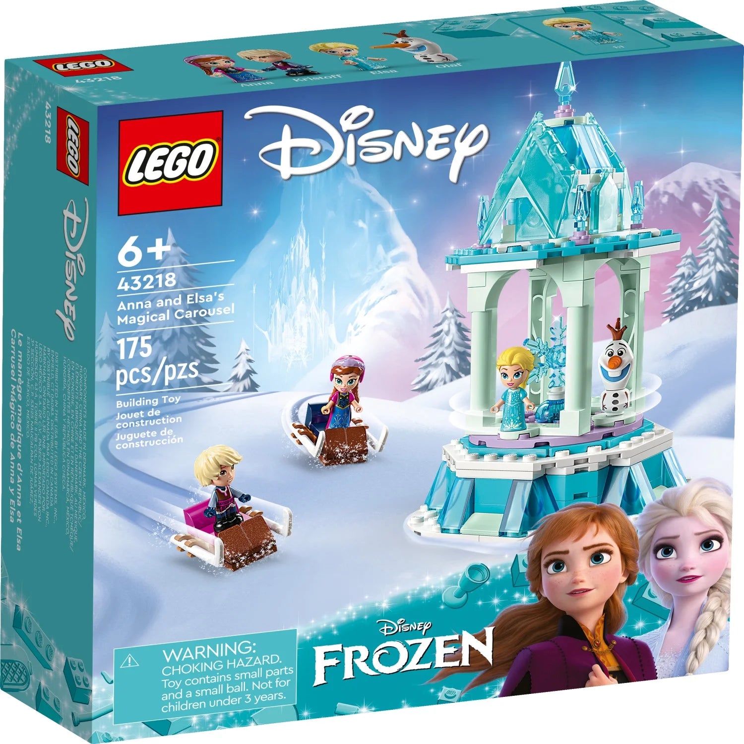 LEGO Disney Frozen Le carrousel magique d'Anna et Elsa 43218 Ensemble de construction du palais de glace avec Elsa, Anna et Olaf, excellent cadeau d'anniversaire pour les enfants de 6 ans et plus