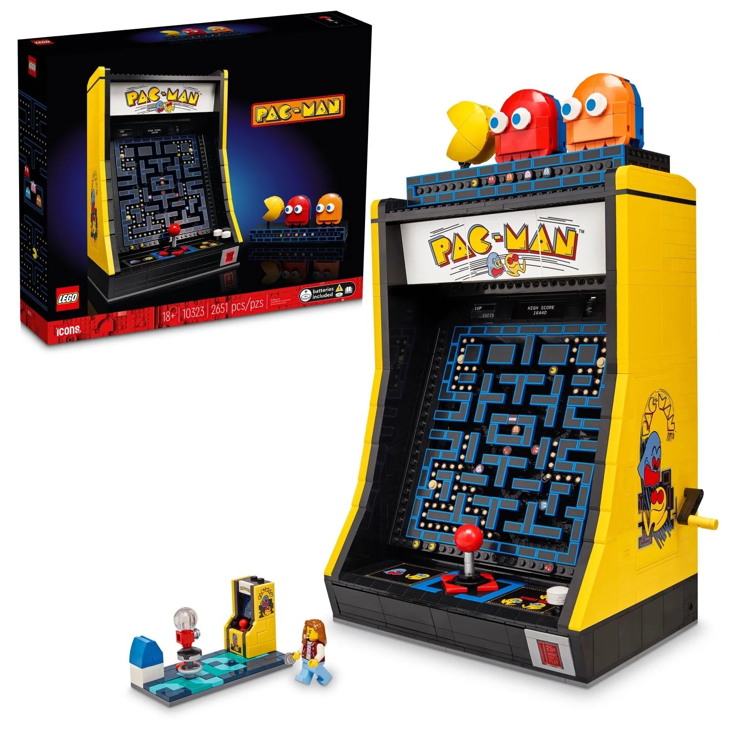 LEGO Icons Arcade PAC-MAN 10323 – Jeu de construction pour adultes, réplique d'un jeu vidéo classique, cadeau nostalgique pour les fans de jeux rétro et de décoration vintage, comprend les figurines PAC-MAN, BLINKY et CLYDE