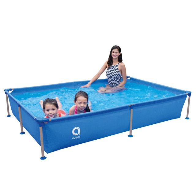 Piscine rectangulaire Avenli Steelsuper Frame. Capacité : 1 287 L. Dimensions : 228 cm x 159 cm x 42 cm.