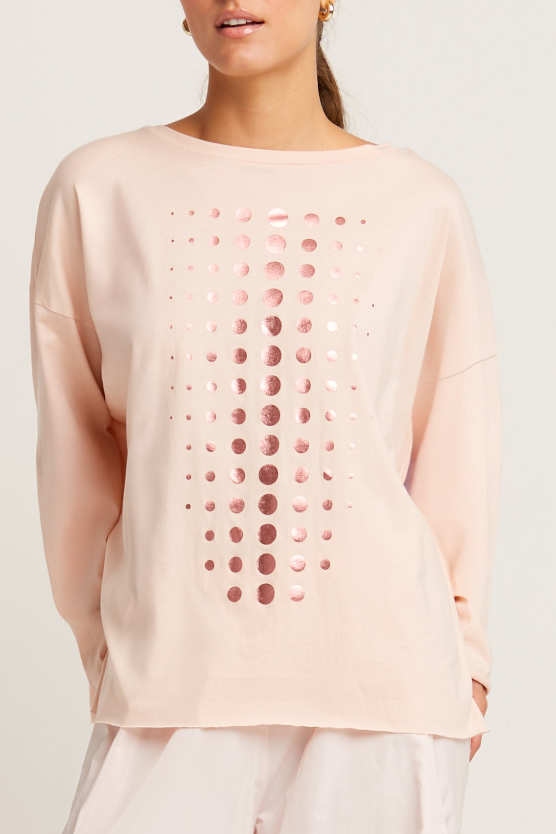 Pima Cotton Metallic Dot Dot Dot Luxury Boxy T
