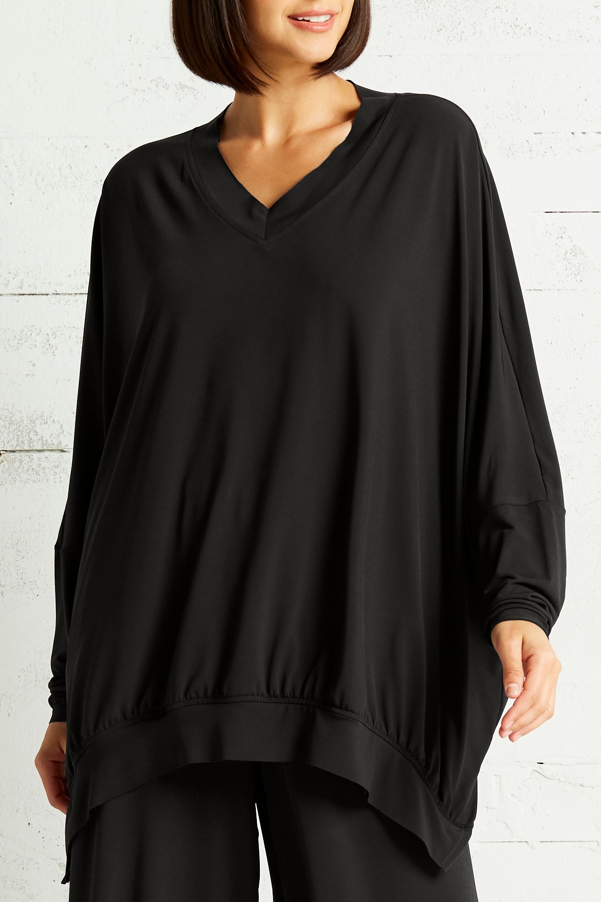 Matte Jersey Bubble V Neck Top