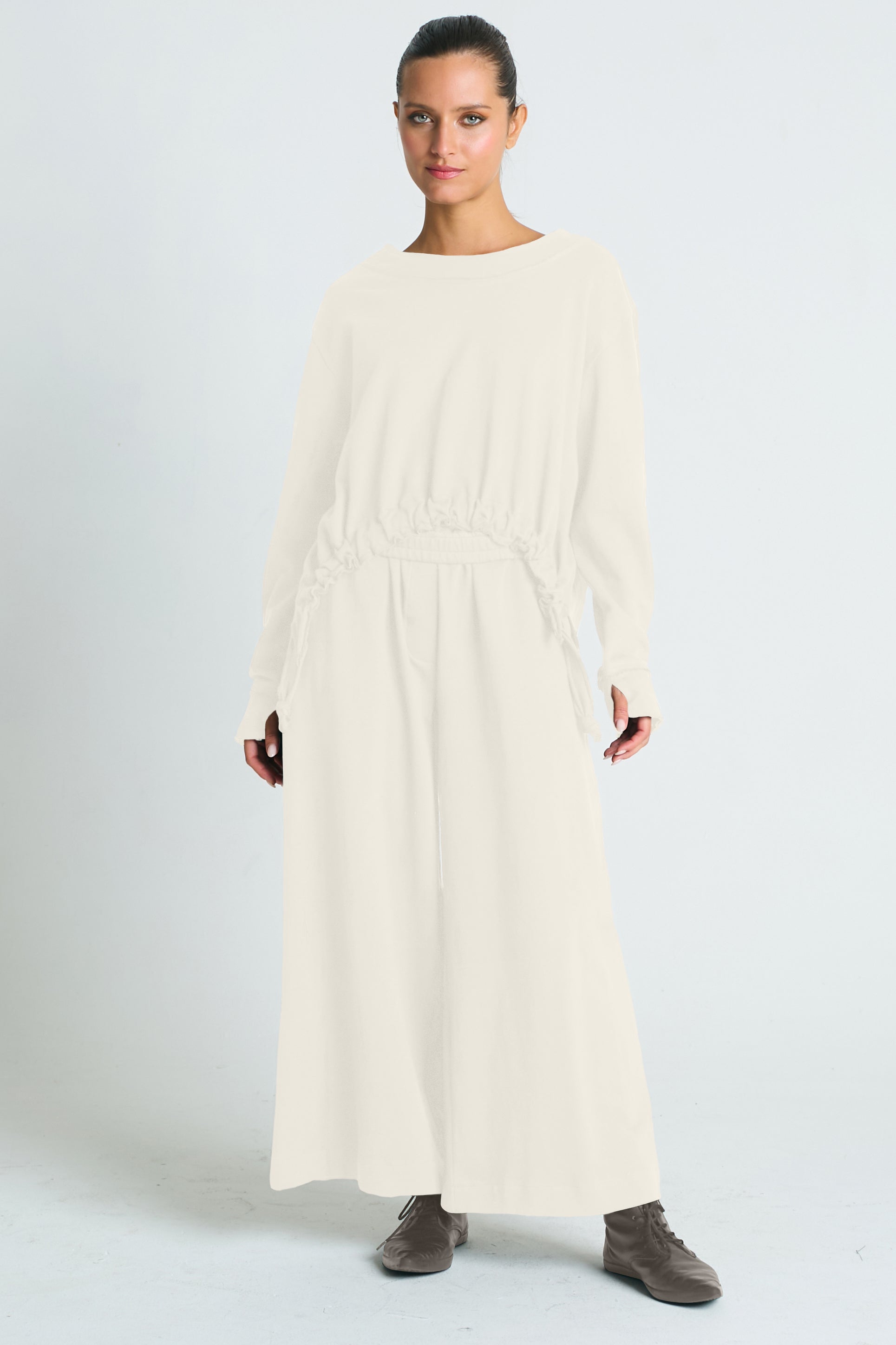 French Terry Crop Drawstring Top