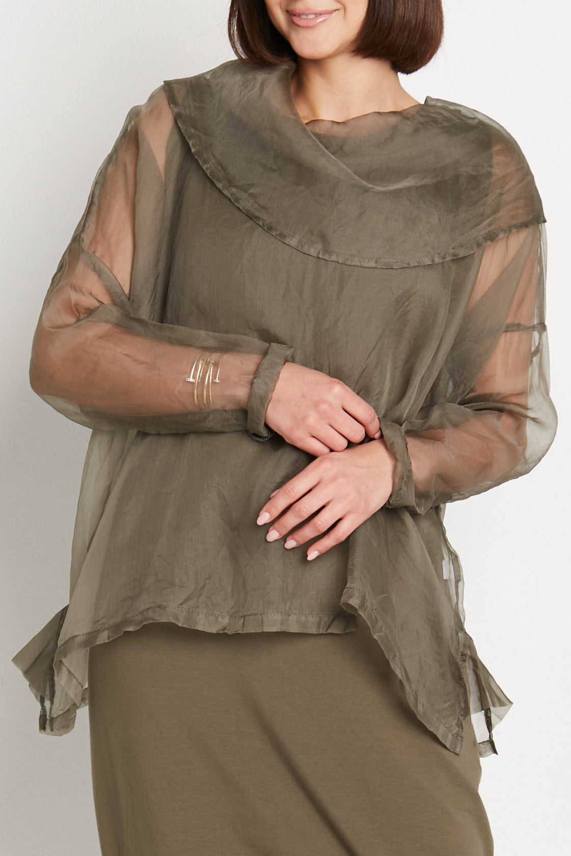 Organza Cowl Neck Top