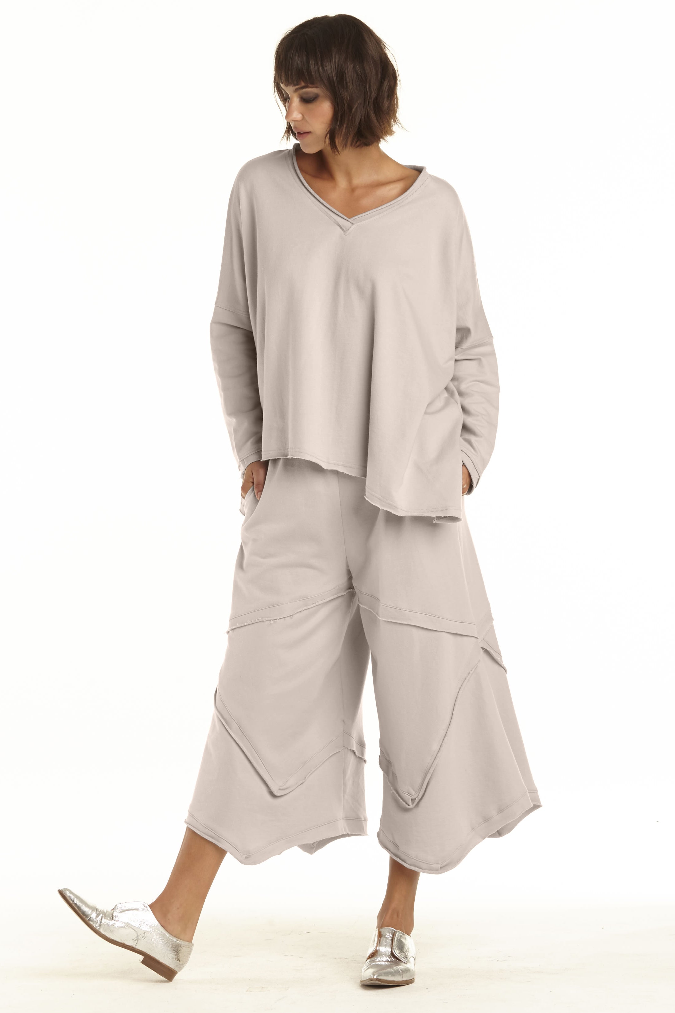 French Terry Double Angle V-Tee