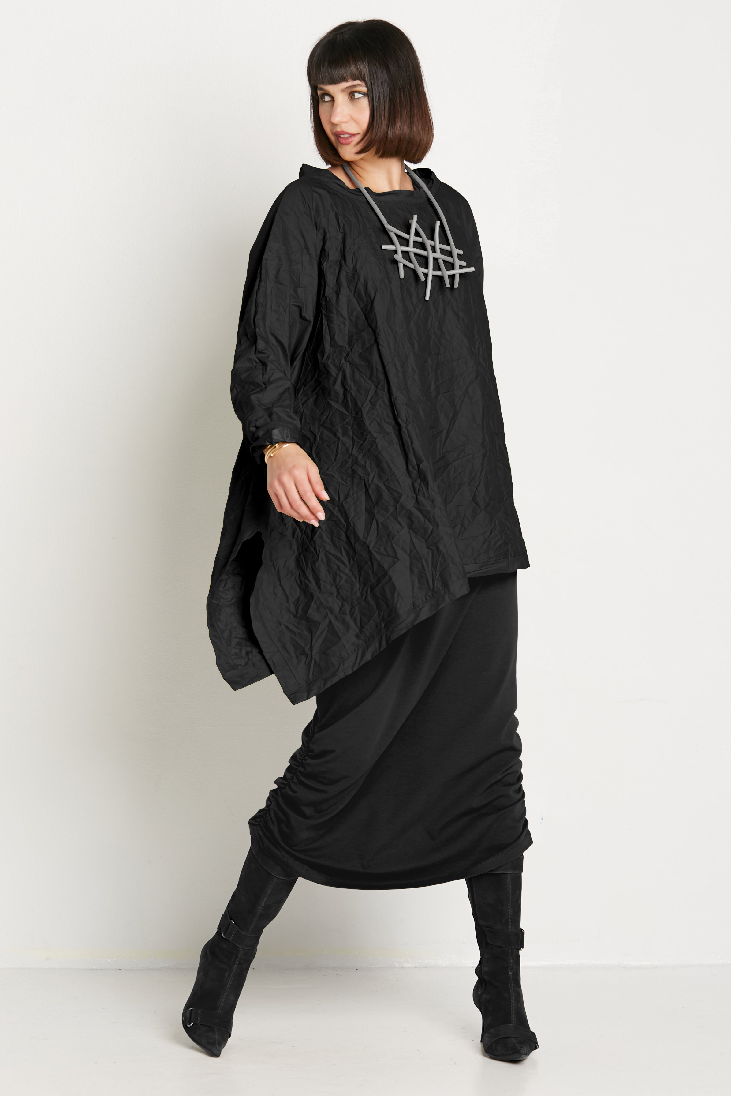 Crushed Nylon Flounce Tunic