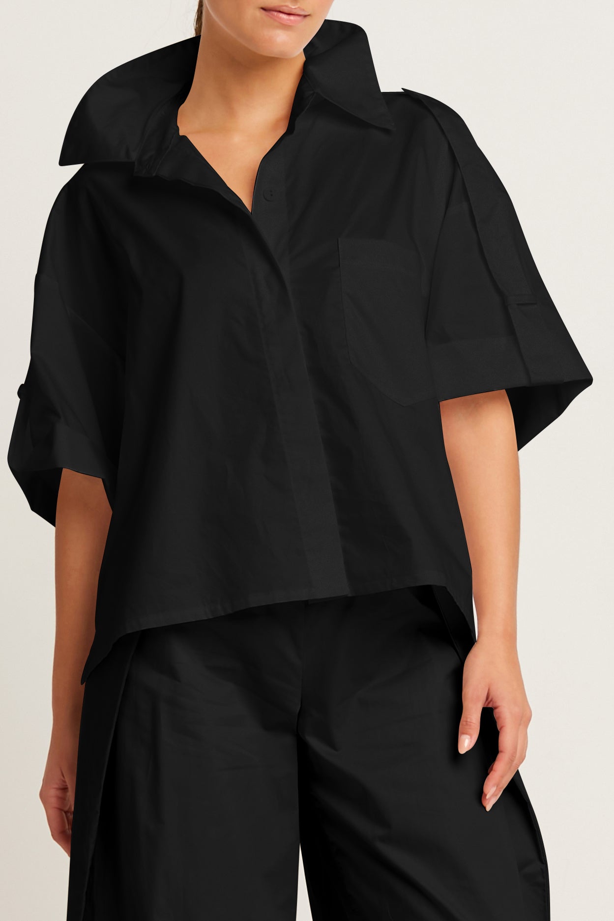 Cotton Tab Sleeve Shirt