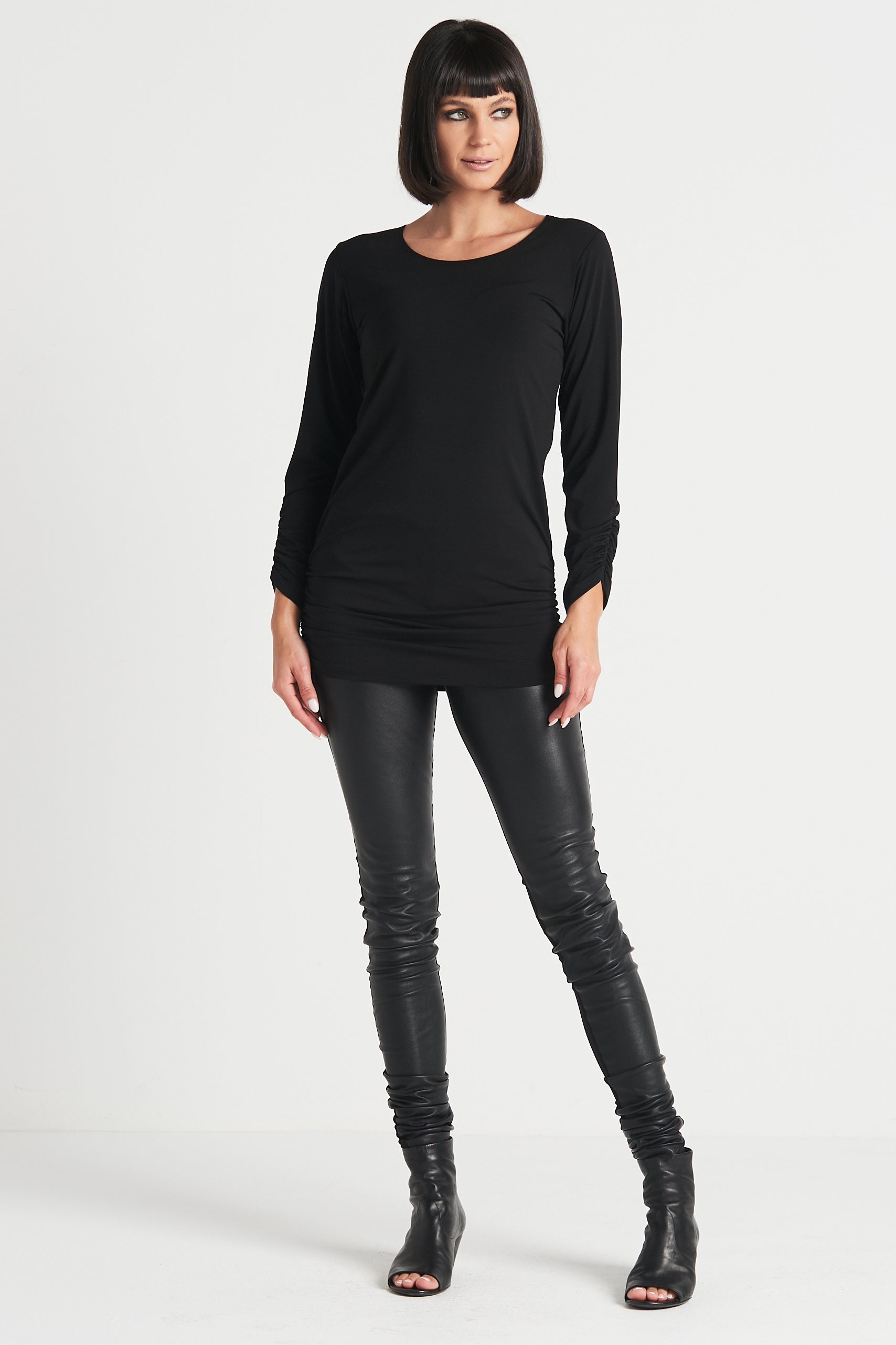 Matte Jersey Long Sleeve Ruche Top