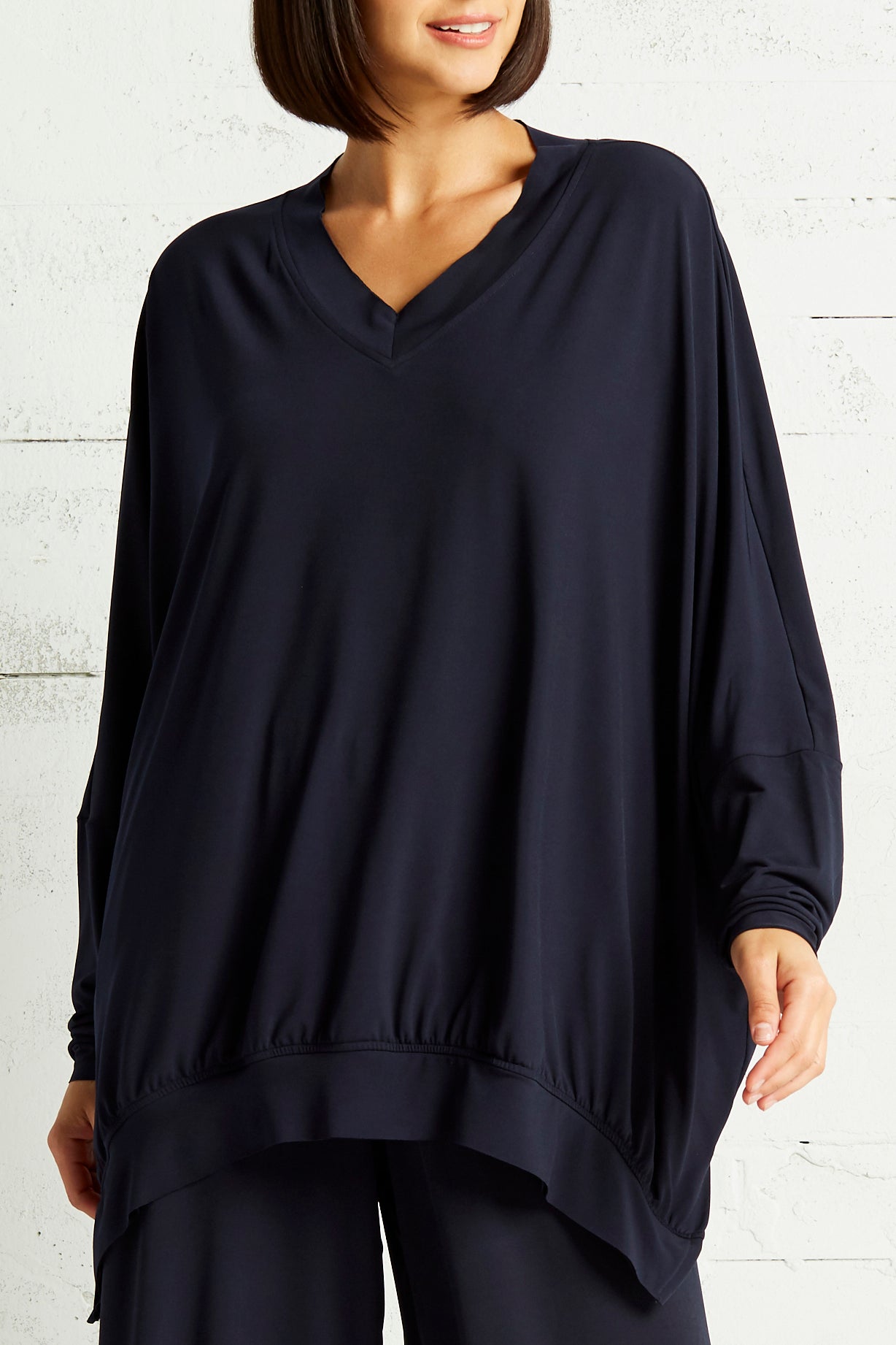 Matte Jersey Bubble V Neck Top