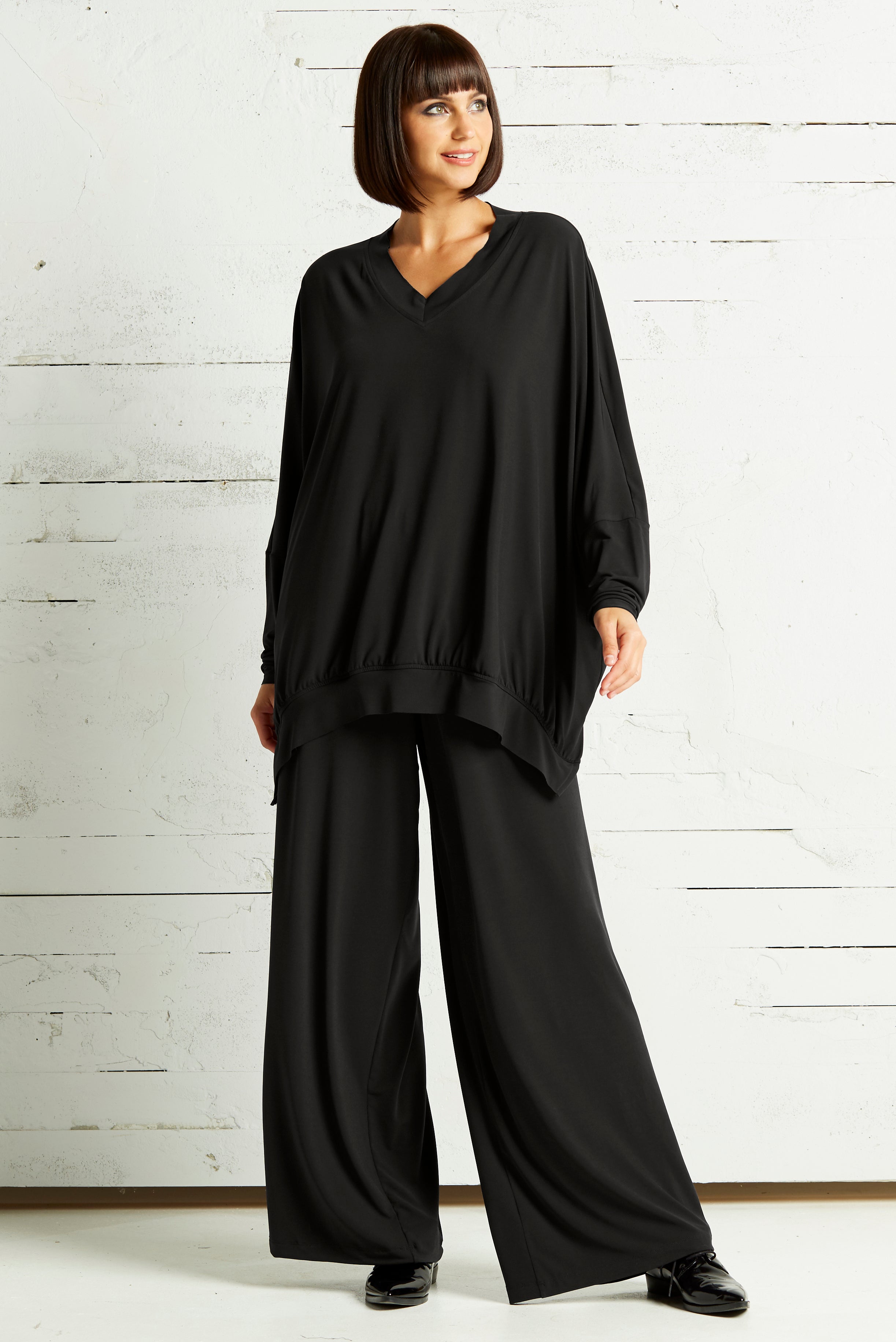 Matte Jersey Bubble V Neck Top