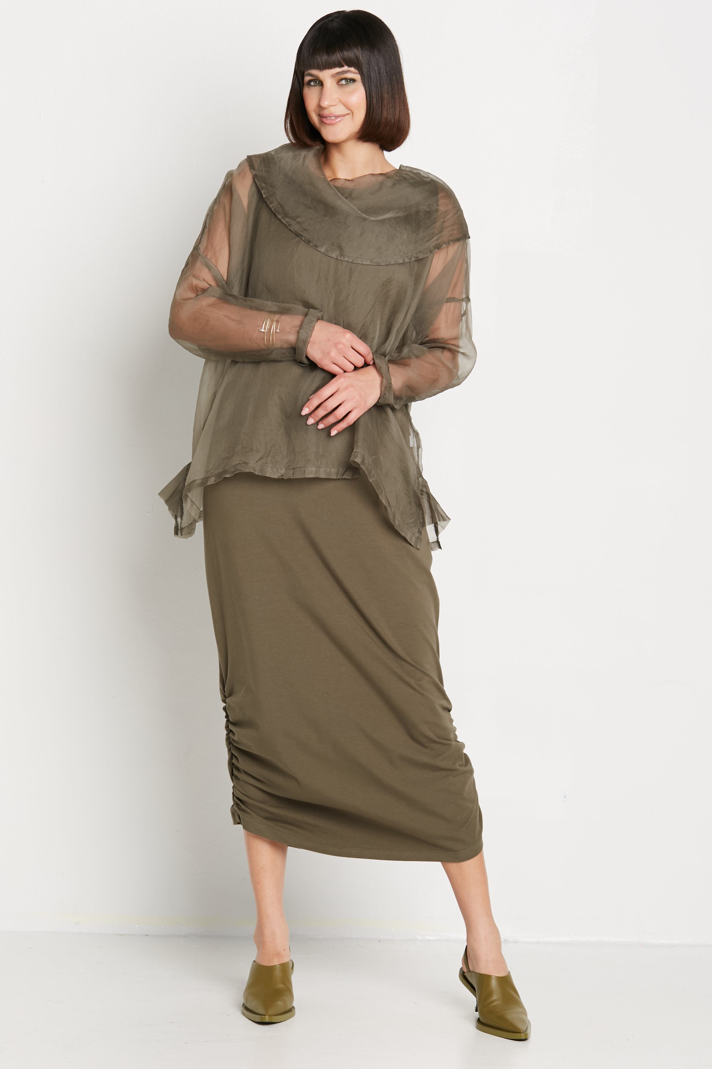 Organza Cowl Neck Top