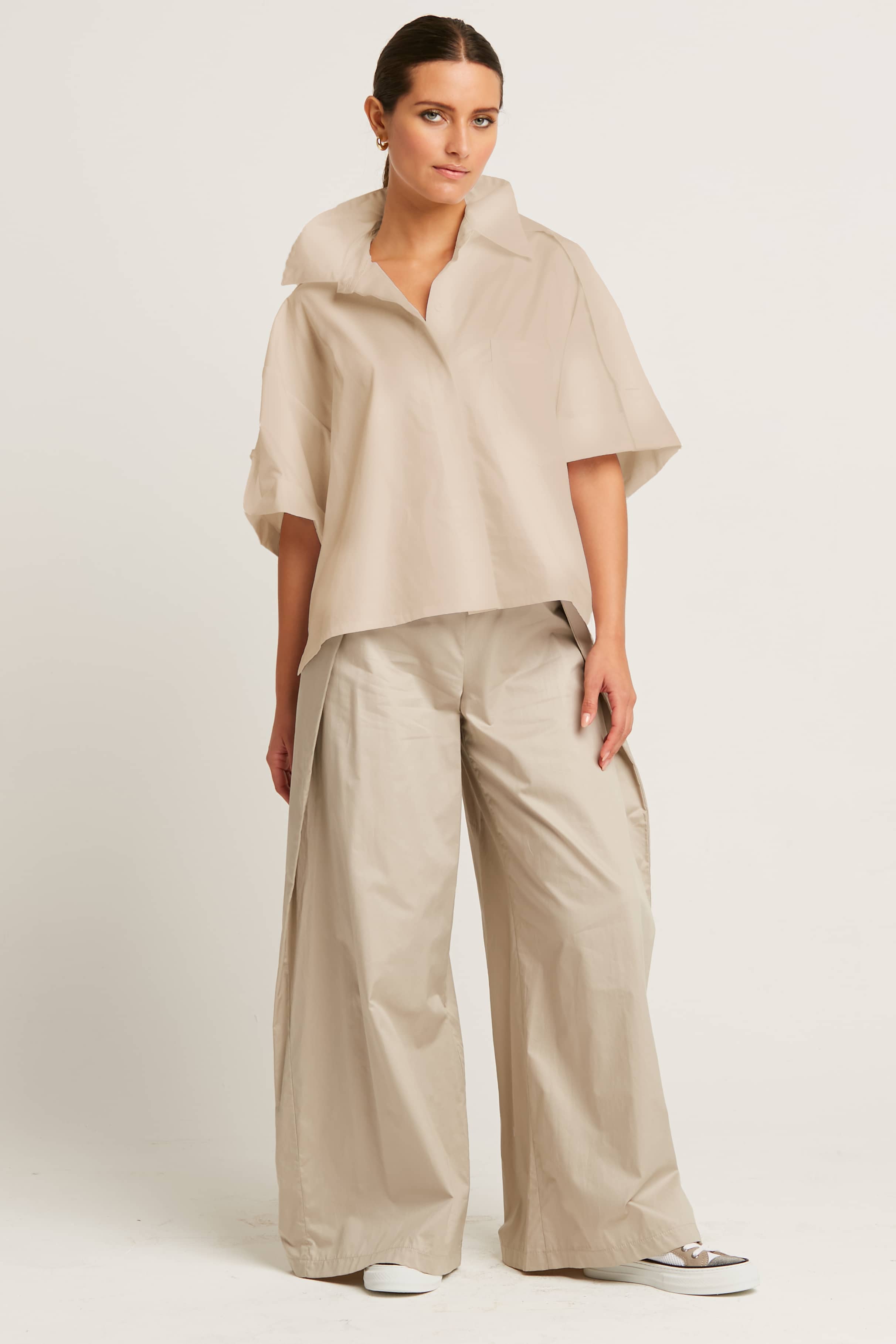 Cotton Tab Sleeve Shirt