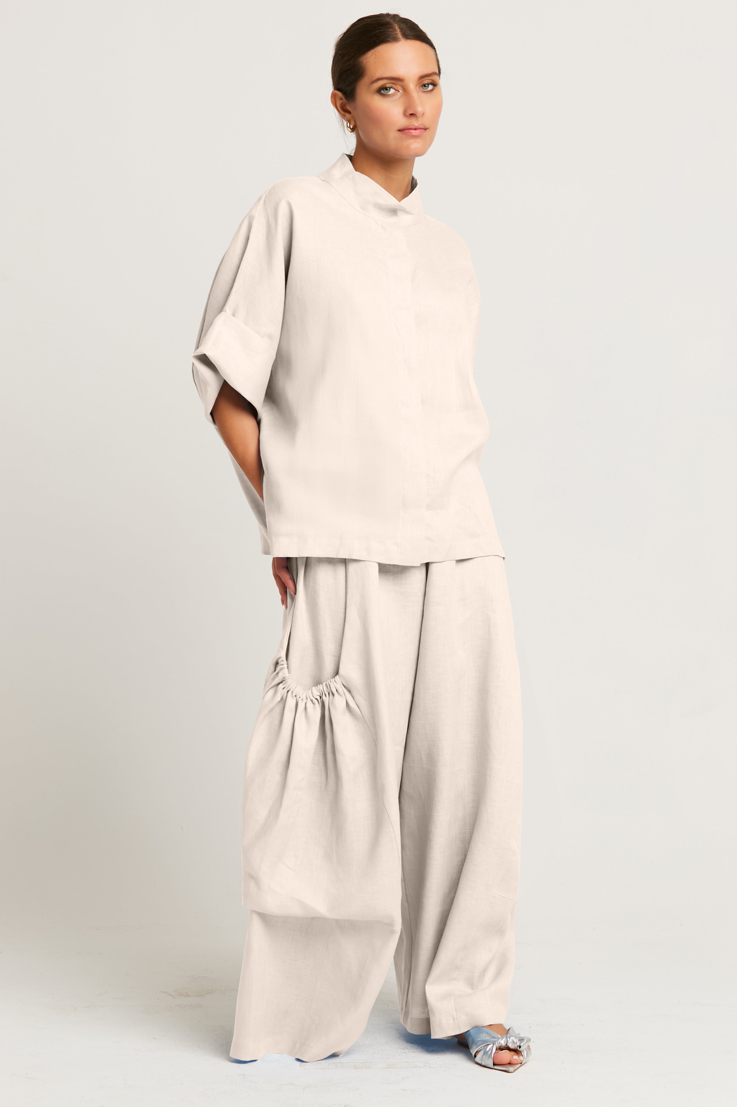 Handkerchief Linen Mandarin Shirt