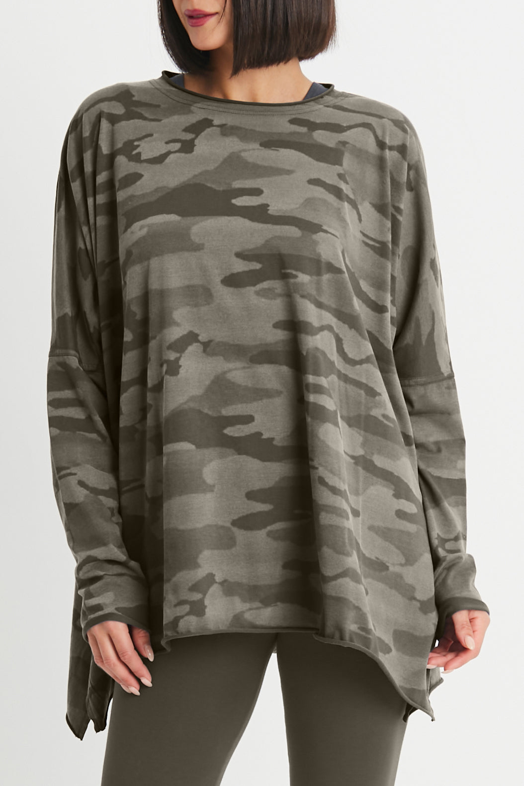 Pima Cotton Camo Oversized Crew Swing Tee