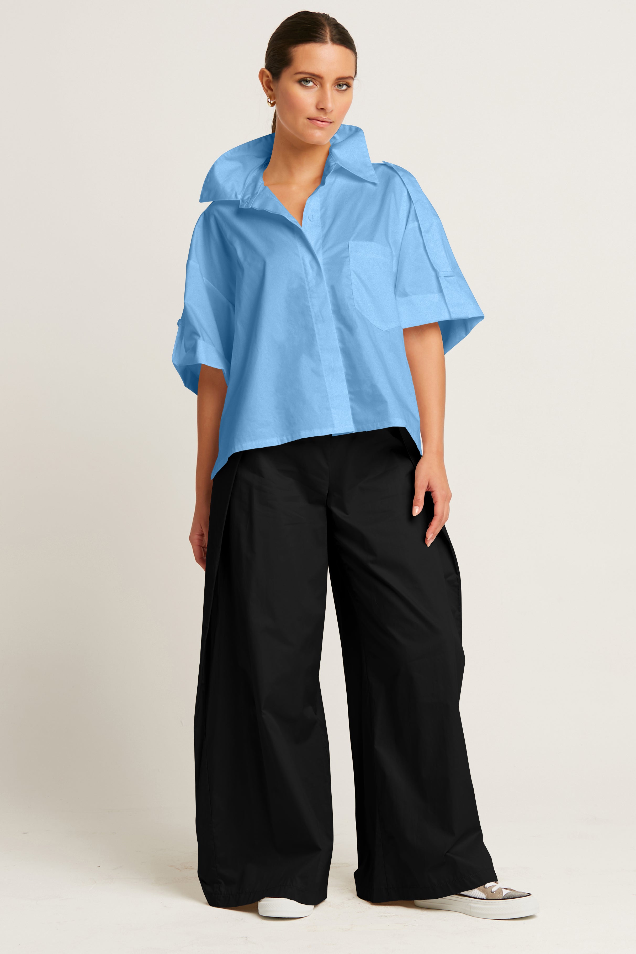 Cotton Tab Sleeve Shirt