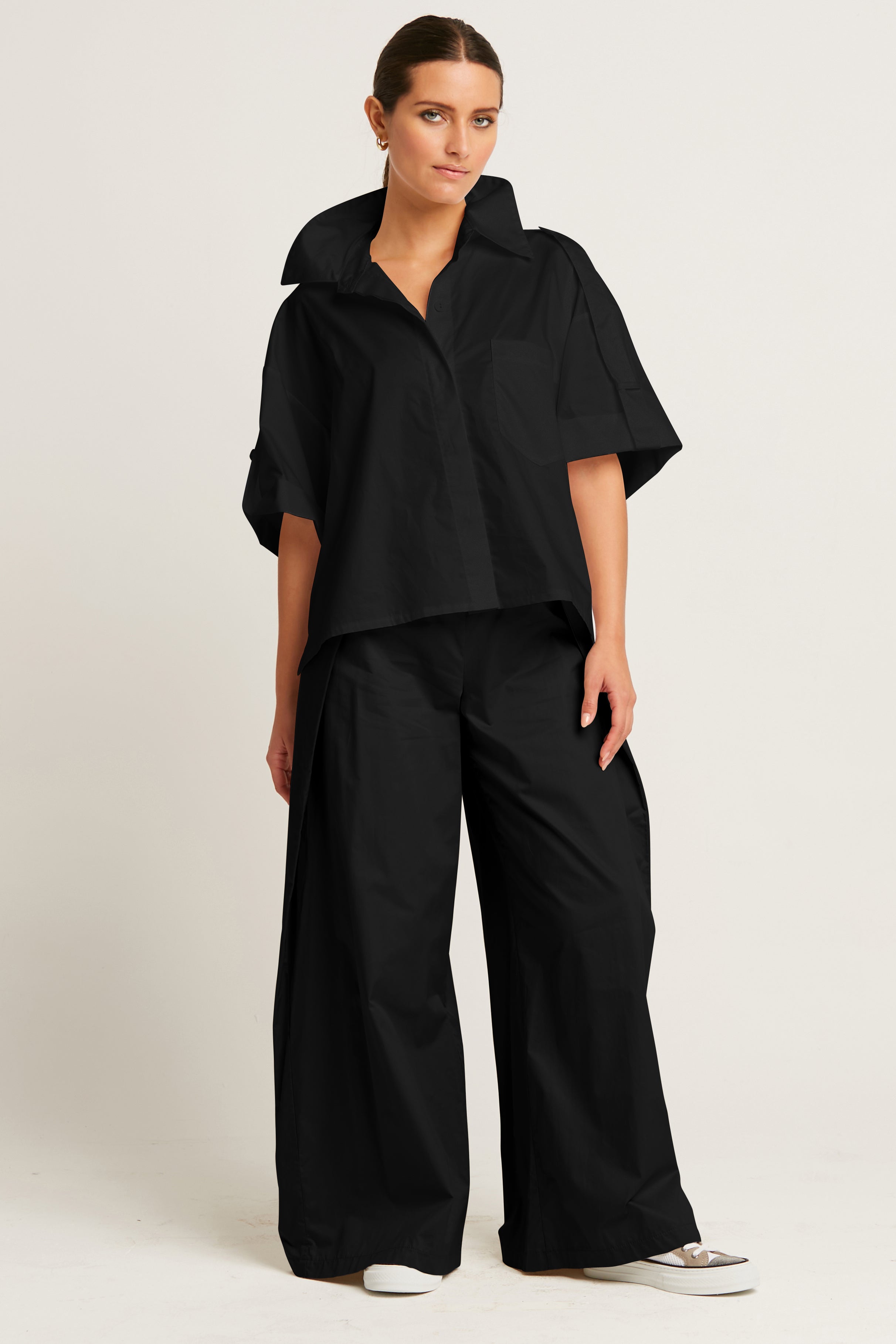 Cotton Tab Sleeve Shirt