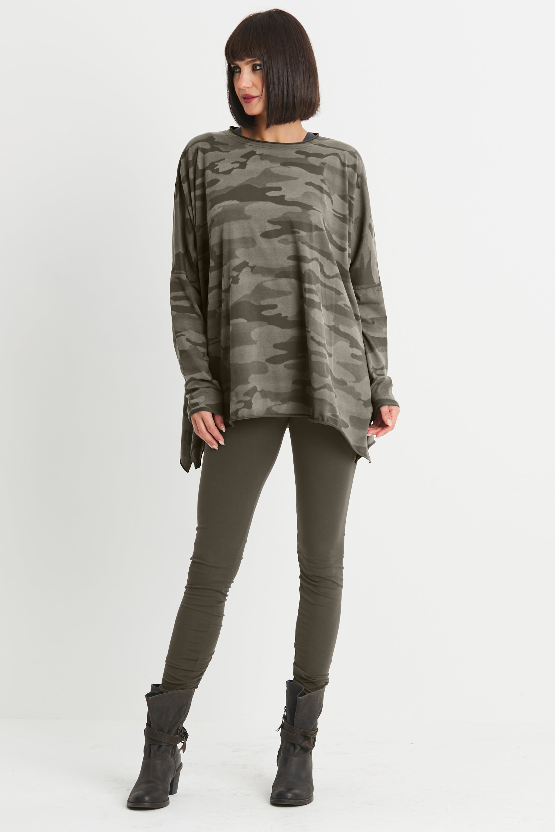 Pima Cotton Camo Oversized Crew Swing Tee