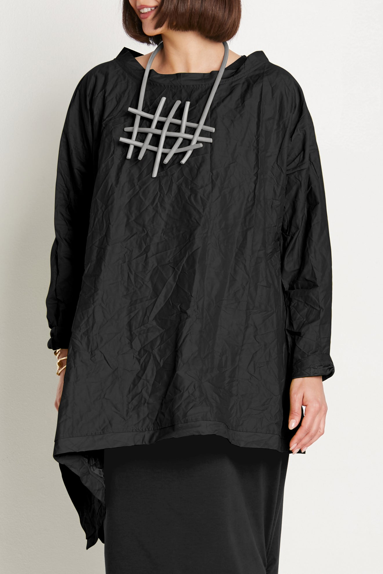 Crushed Nylon Flounce Tunic