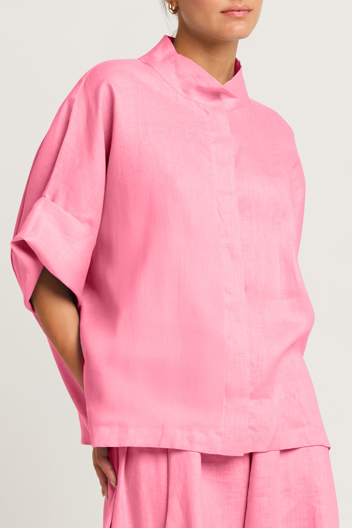 Handkerchief Linen Mandarin Shirt