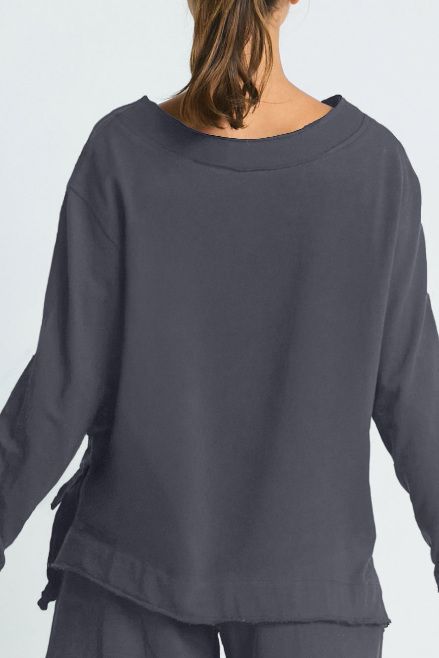 French Terry Crop Drawstring Top