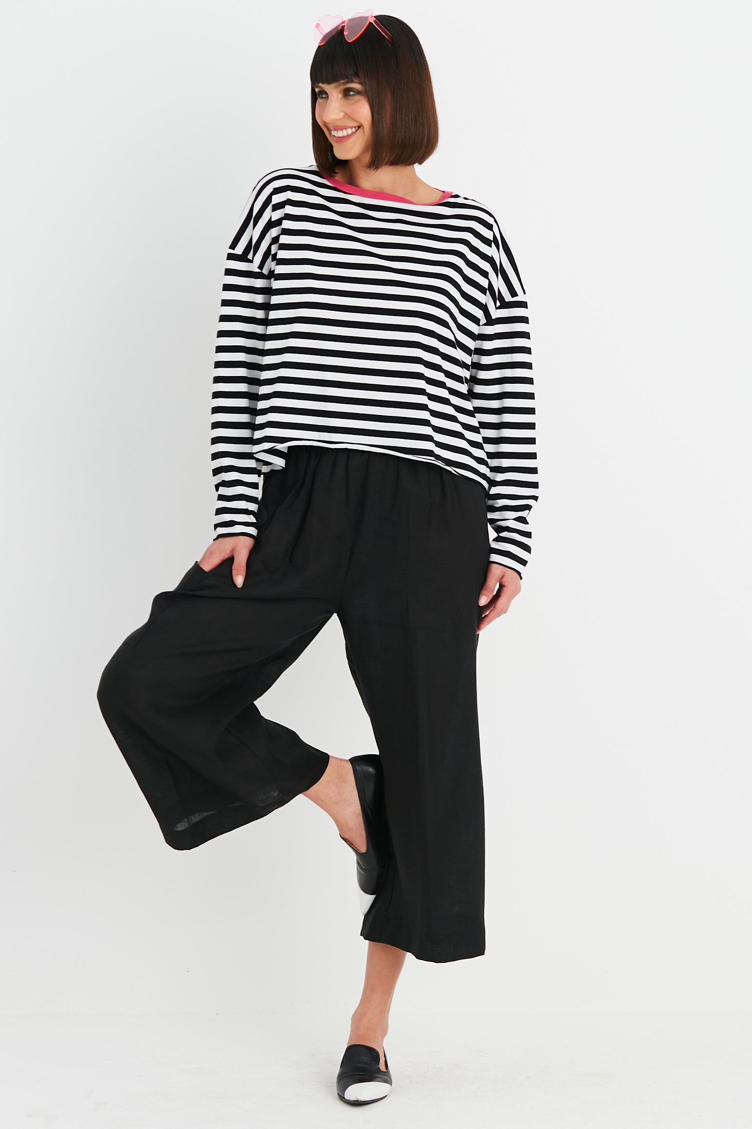 Pima Cotton Border Stripe Mini Luxury Boxy T
