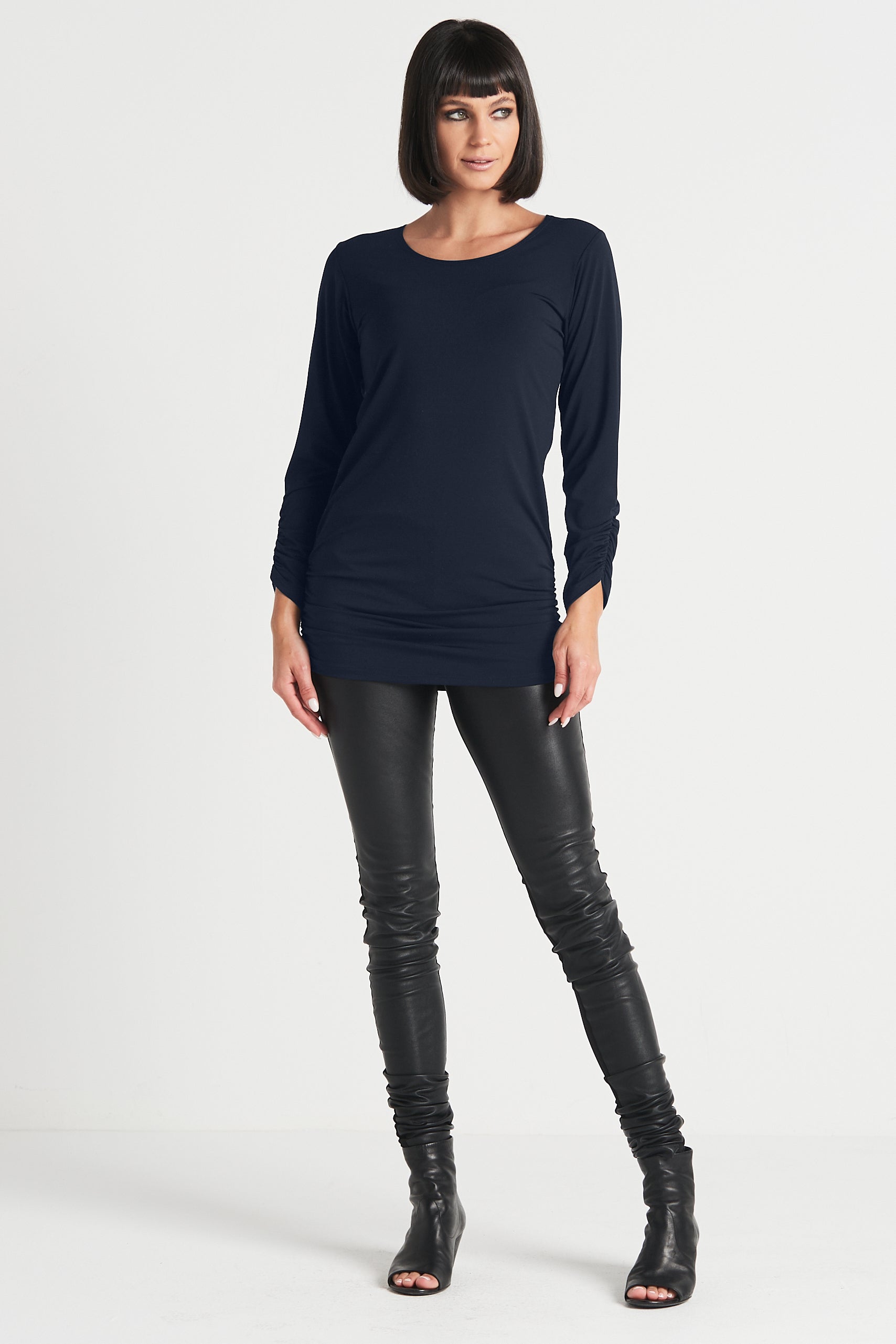 Matte Jersey Long Sleeve Ruche Top
