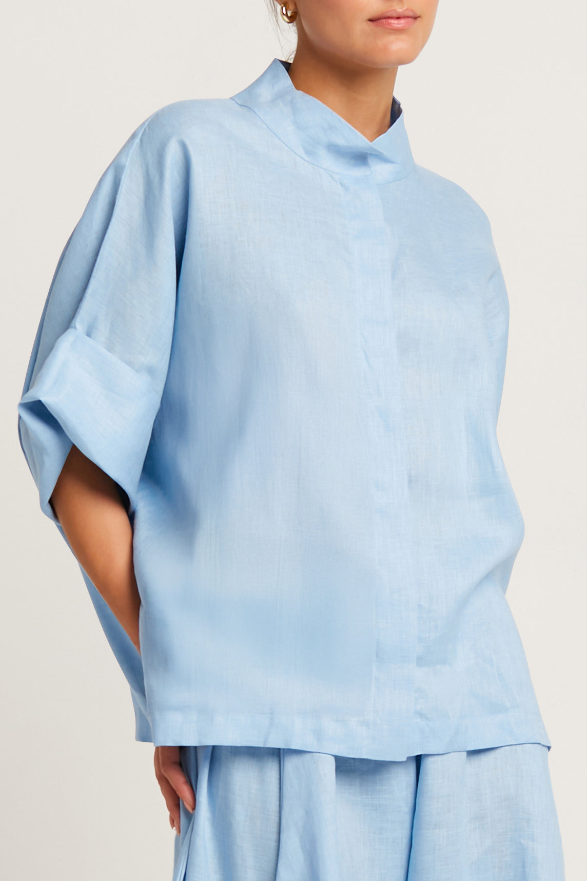Handkerchief Linen Mandarin Shirt