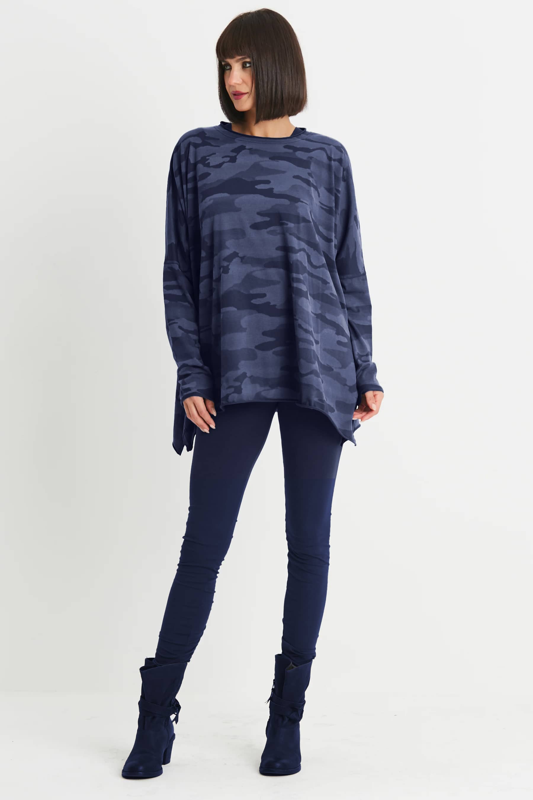 Pima Cotton Camo Oversized Crew Swing Tee