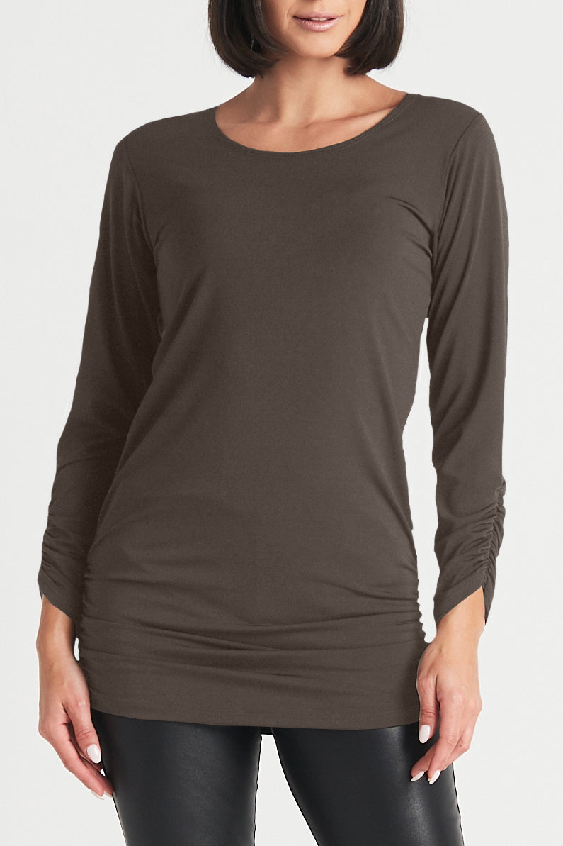 Matte Jersey Long Sleeve Ruche Top