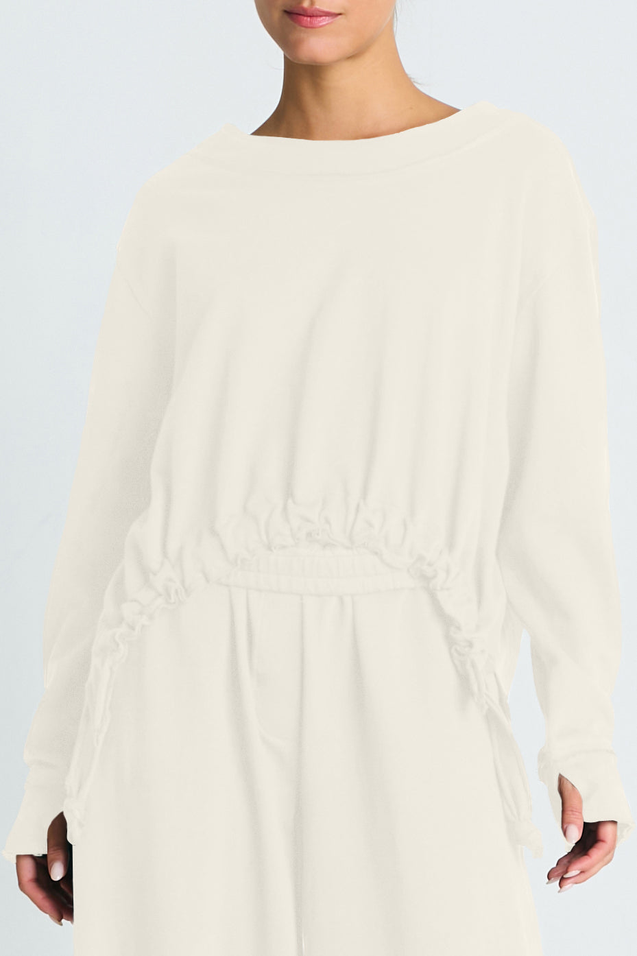 French Terry Crop Drawstring Top