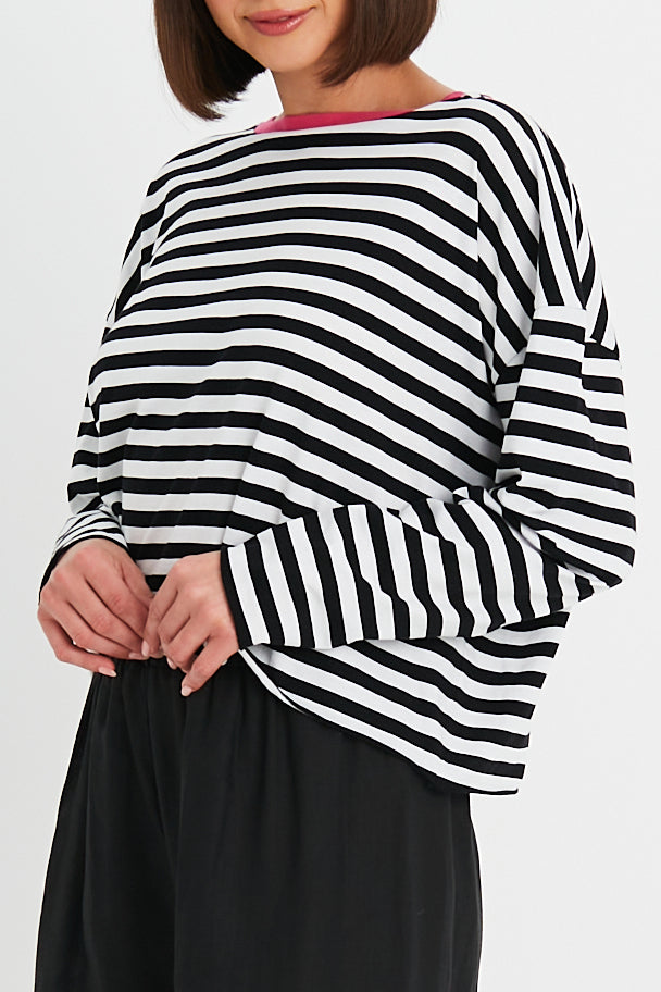 Pima Cotton Border Stripe Mini Luxury Boxy T