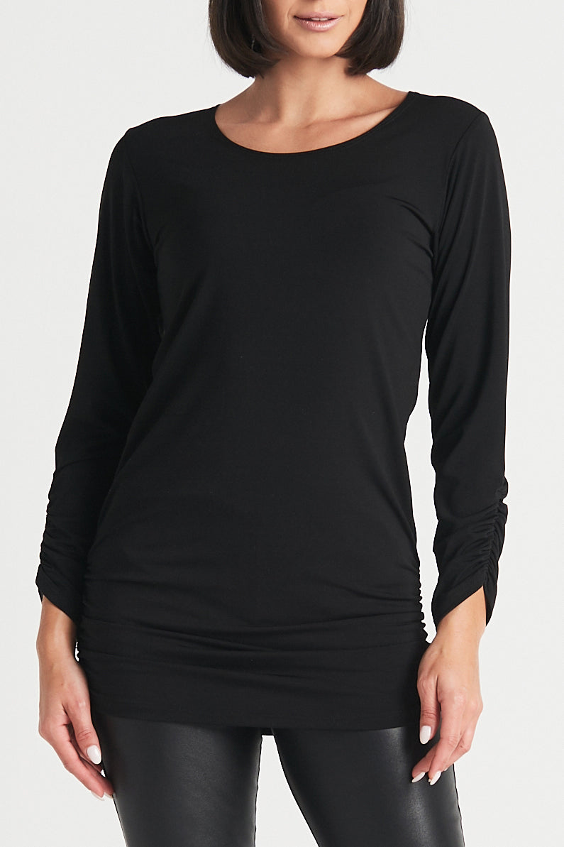 Matte Jersey Long Sleeve Ruche Top